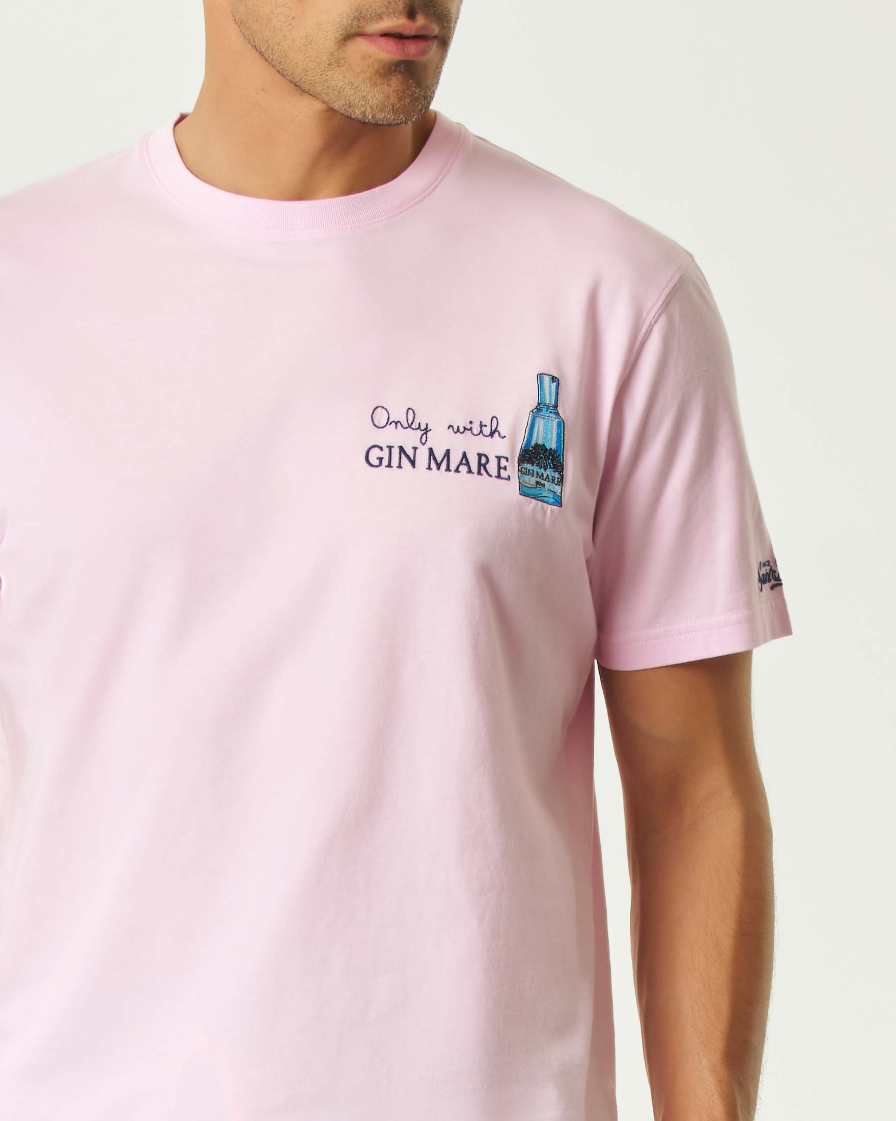 T-shirt MC2 Saint Barth rosa mezza manica con ricamo Only with Gin Mare sul petto image