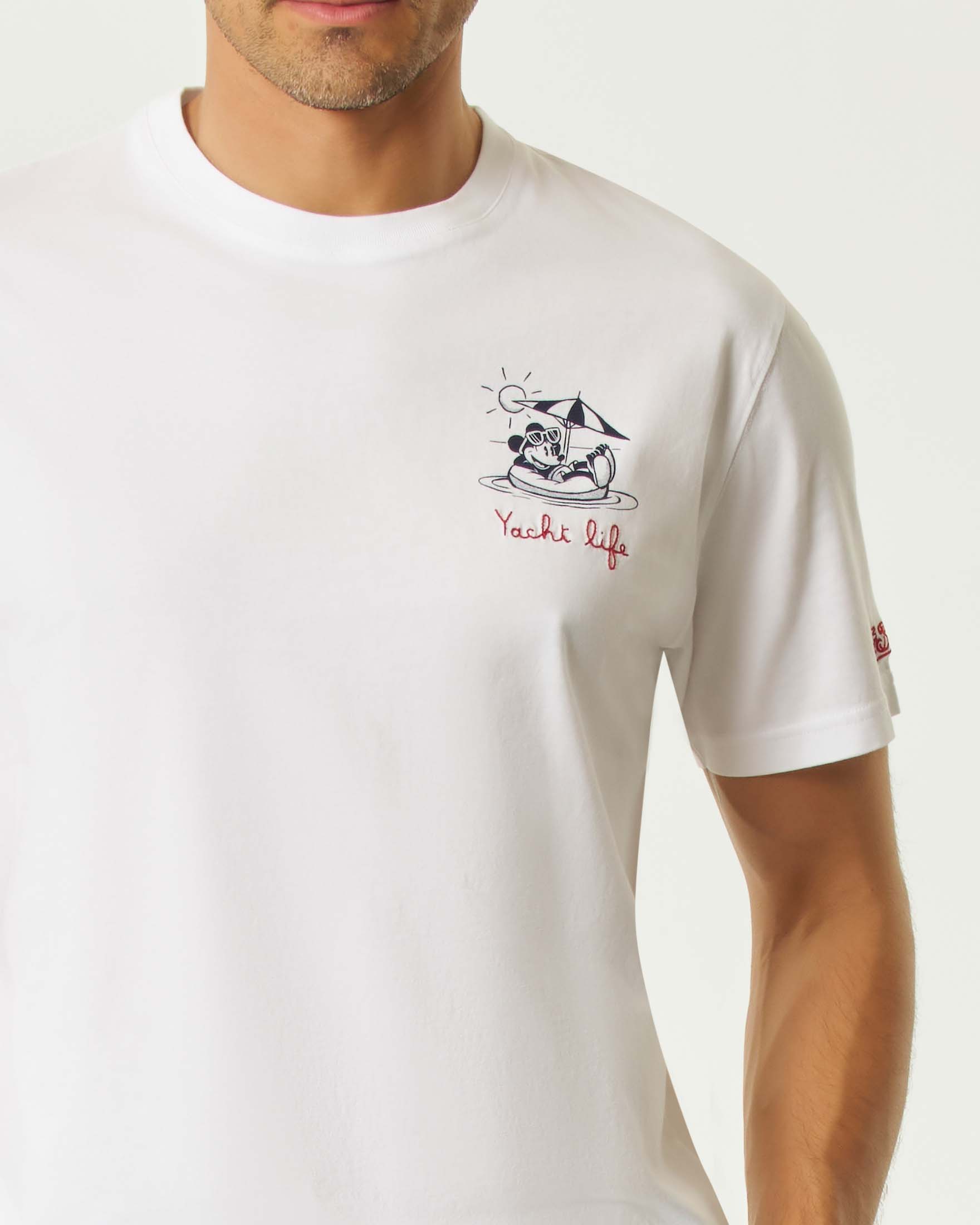 T-shirt MC2 Saint Barth bianca mezza manica con ricamo Yacht life sul petto image