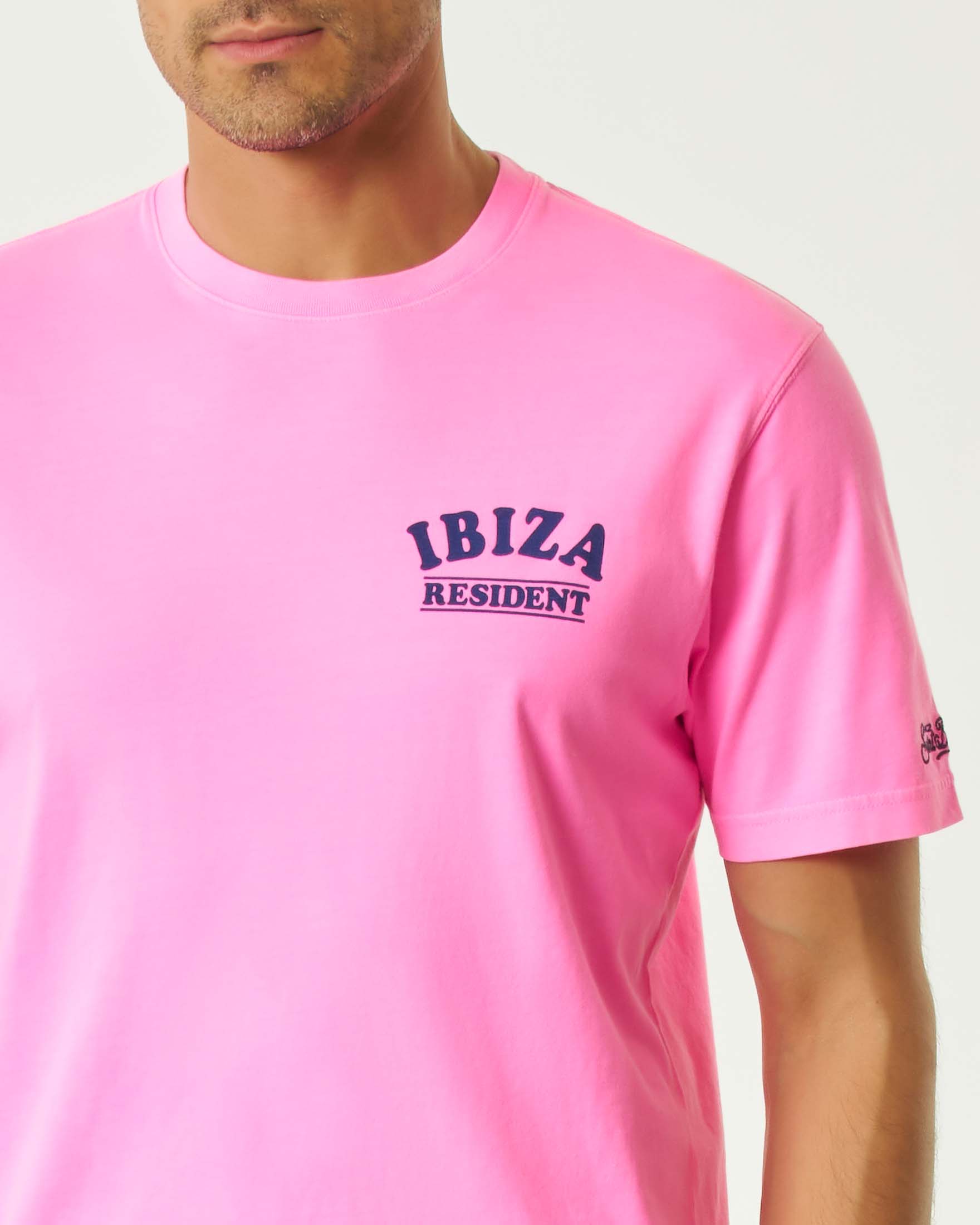 T-shirt MC2 Saint Barth fucsia mezza manica con stampa Ibiza Resident fronte e retro image