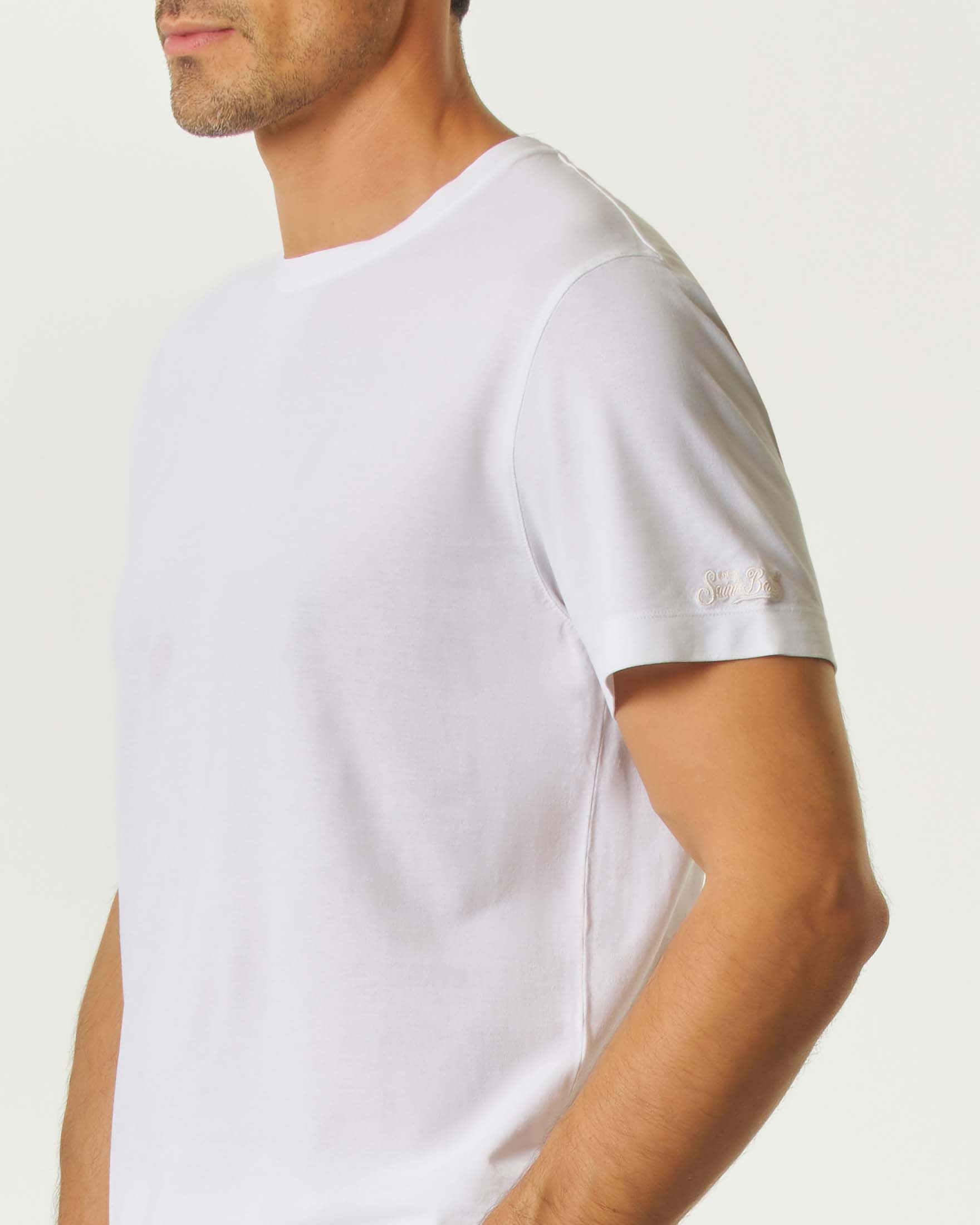T-shirt MC2 Saint Barth bianca in crepe di puro cotone image