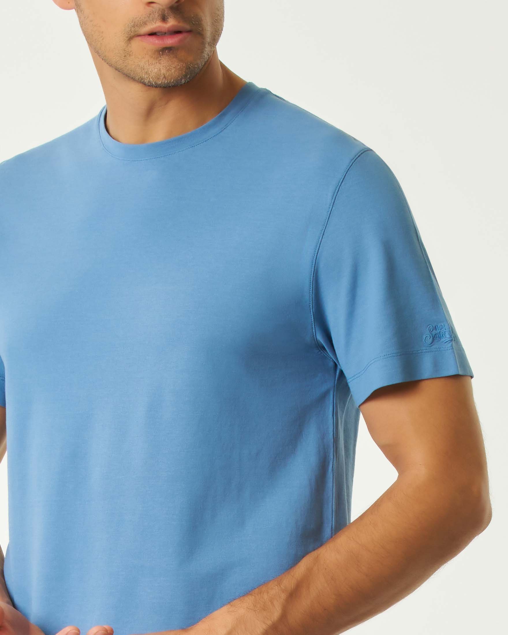 T-shirt MC2 Saint Barth celeste in crepe di puro cotone image