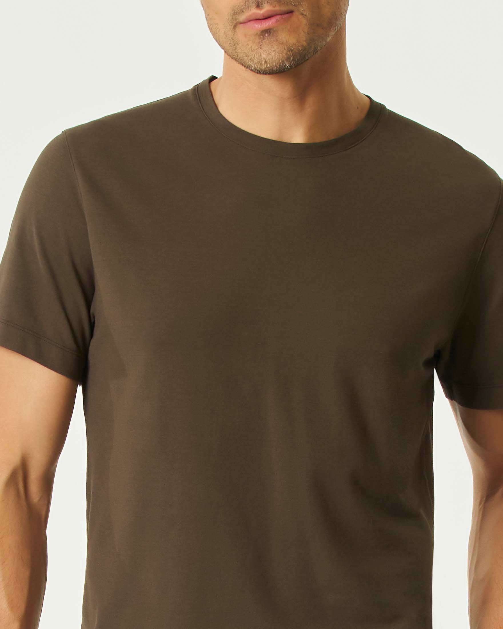 T-shirt MC2 Saint Barth verde militare in crepe di puro cotone image