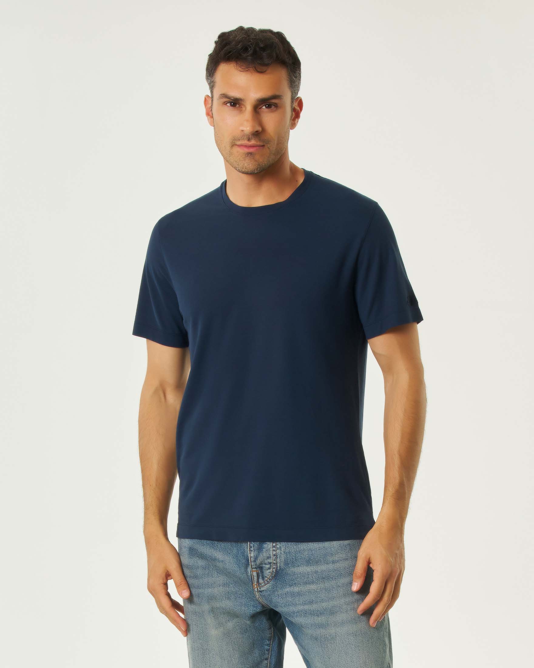 T-shirt MC2 Saint Barth blu in crepe di puro cotone