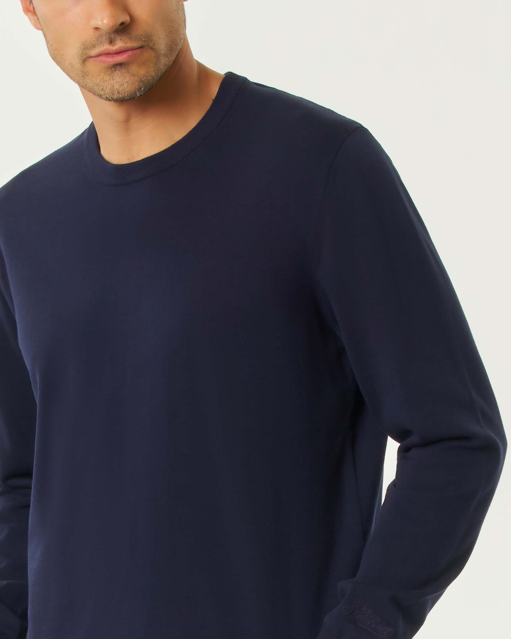 Maglioncino girocollo MC2 Saint Barth blu in cotone image