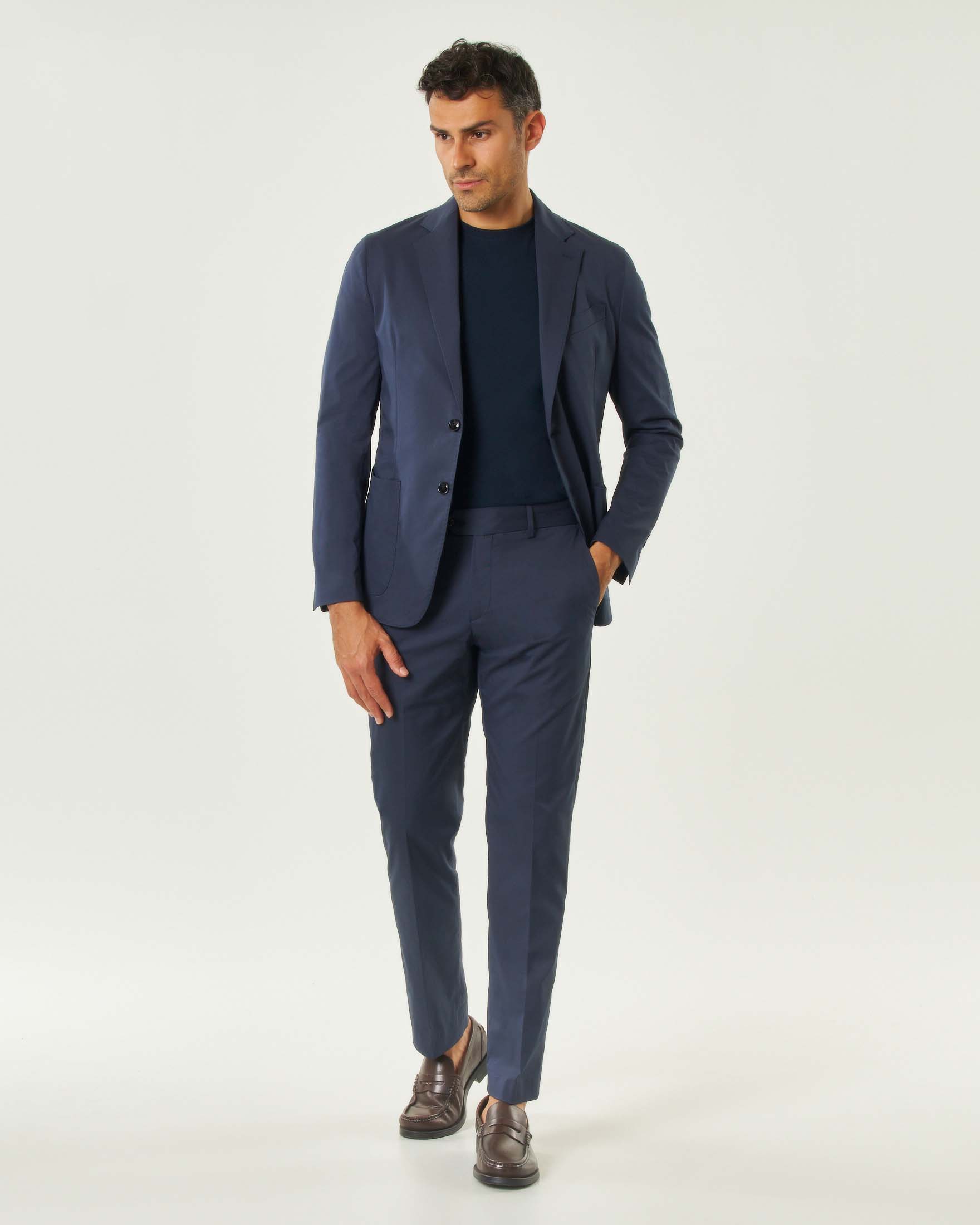 Abito Paul Baker blu in tessuto tecnico leggero di cotone stretch