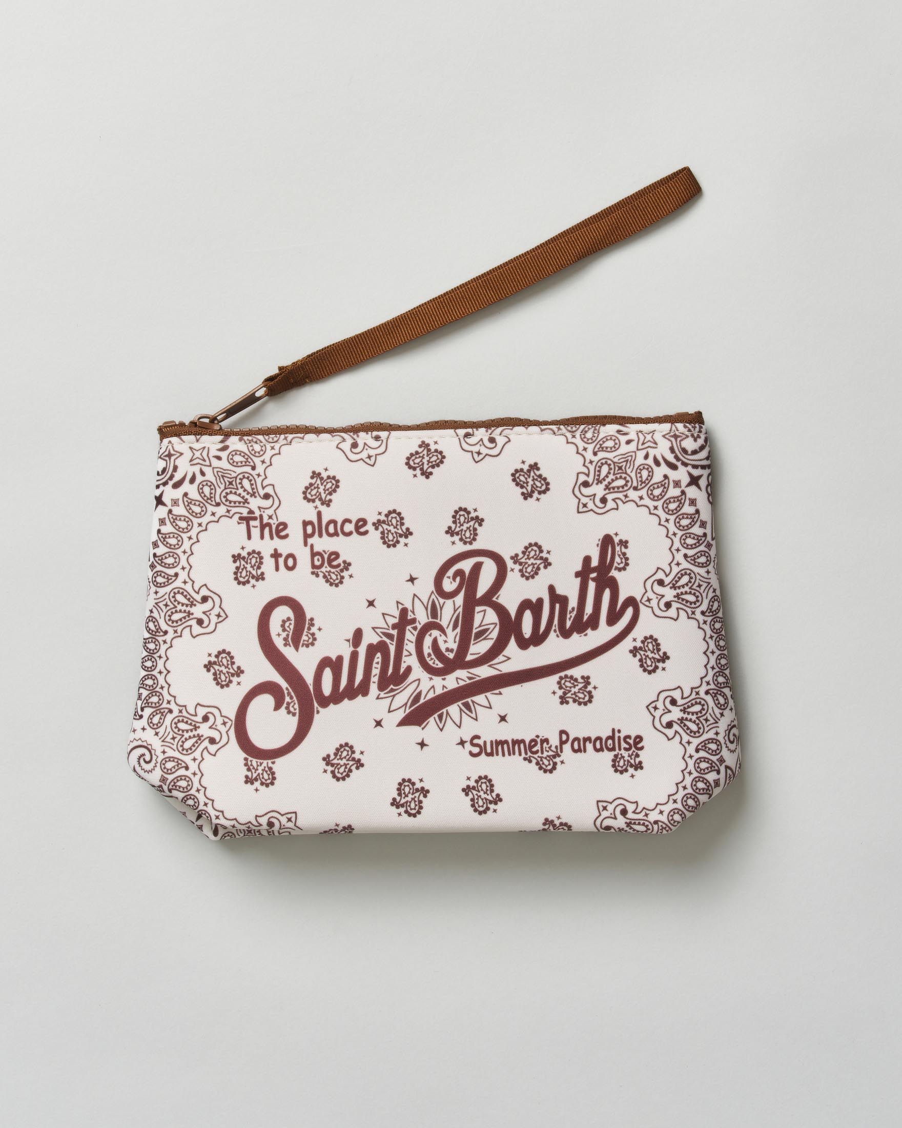 Pochette MC2 Saint Barth Aline panna in neoprene con stampa grafica bandana