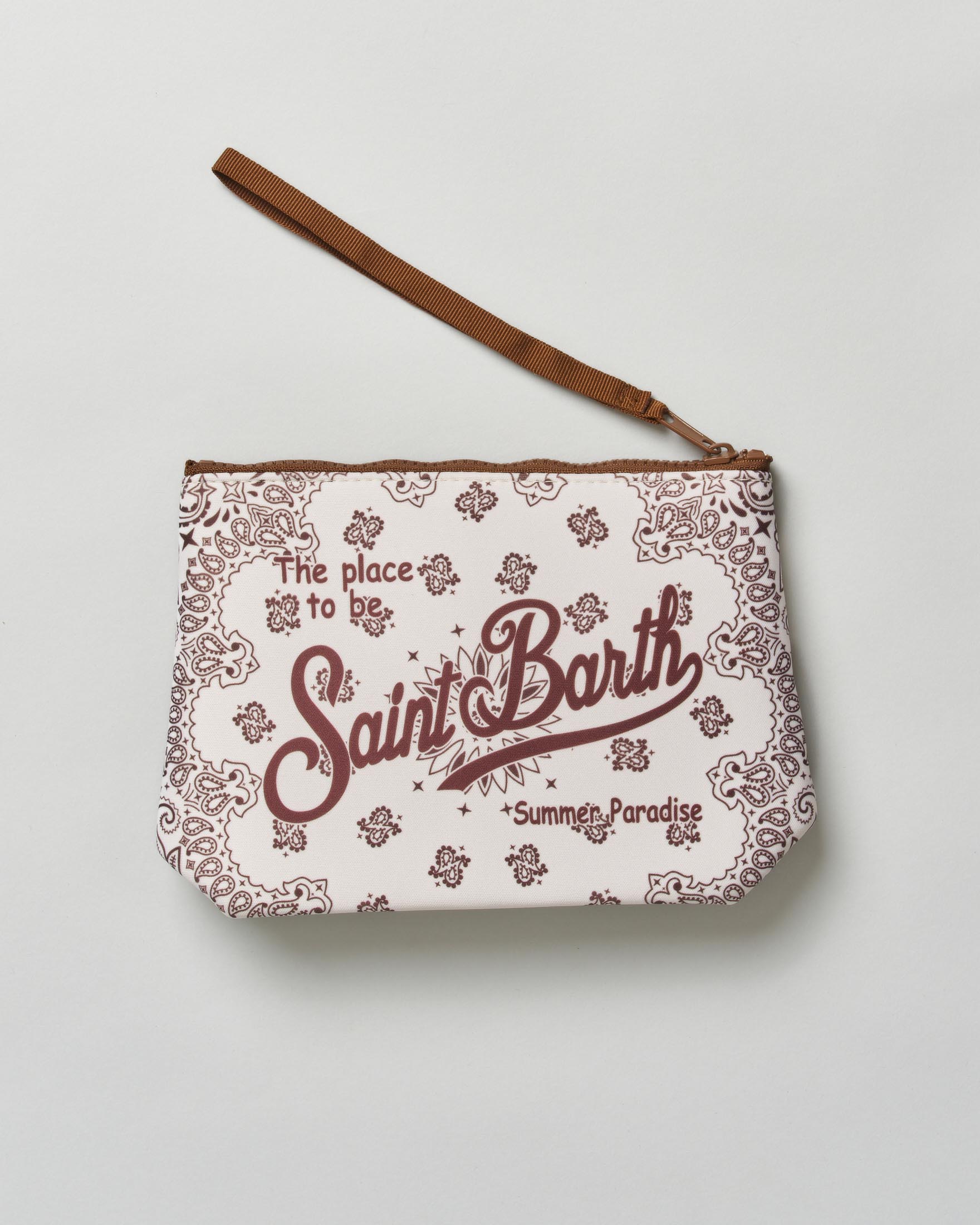 Pochette MC2 Saint Barth Aline panna in neoprene con stampa grafica bandana image