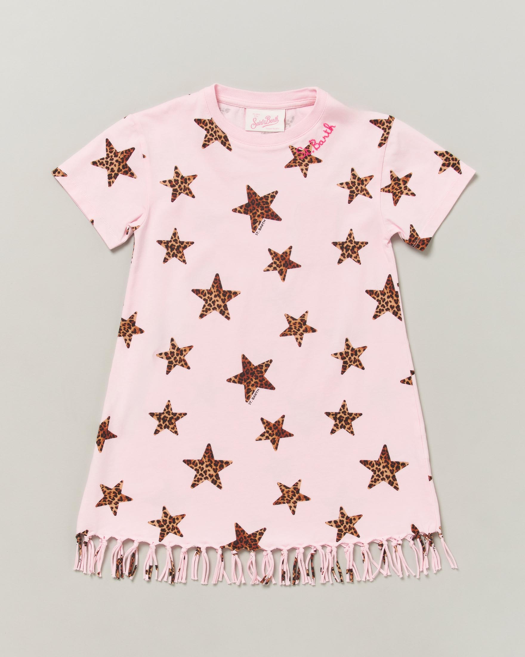 Abito copricostume MC2 Saint Barth rosa con stelle leopardate