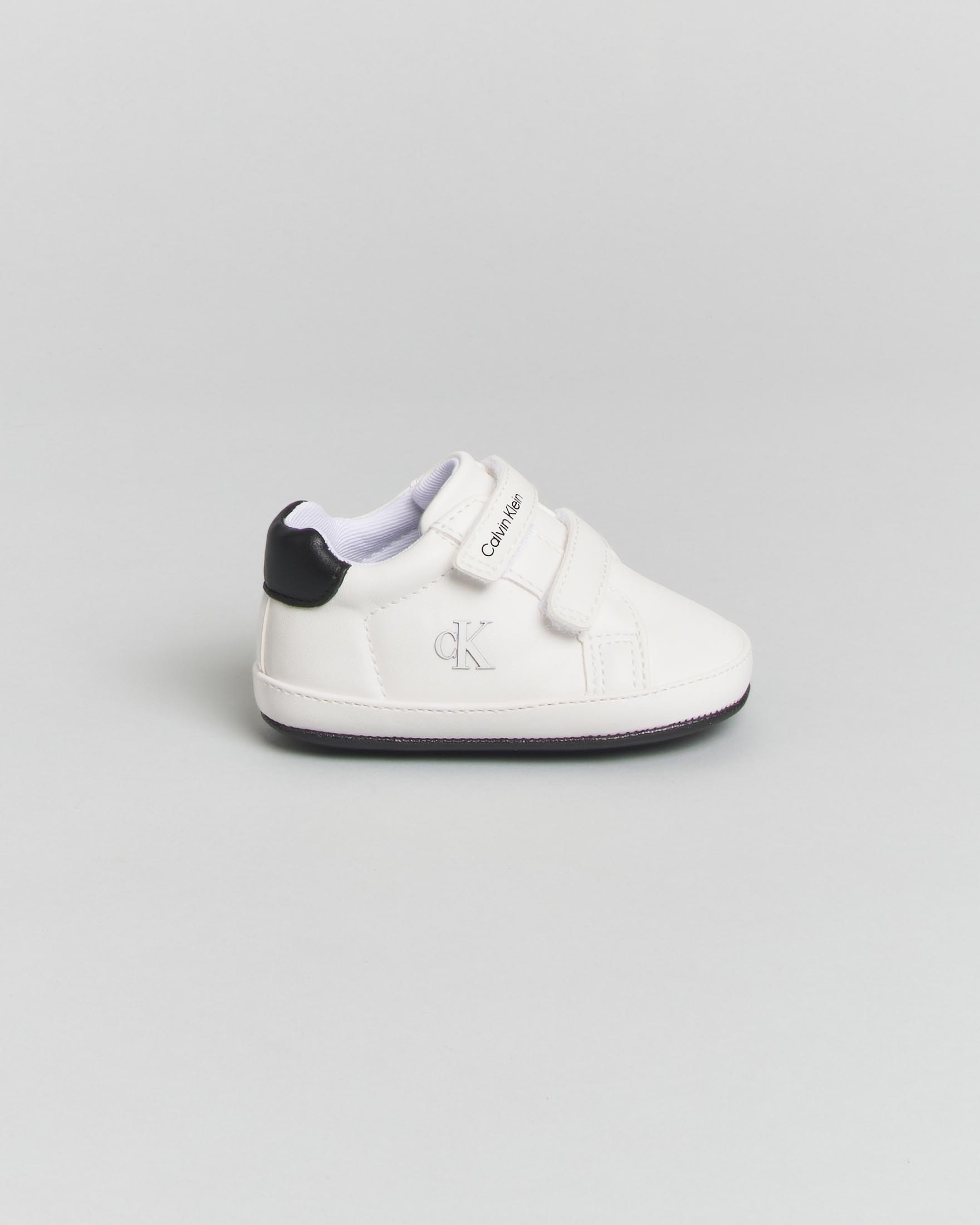 Sneakers neonato bianca Calvin Klein con velcro e logo nero
