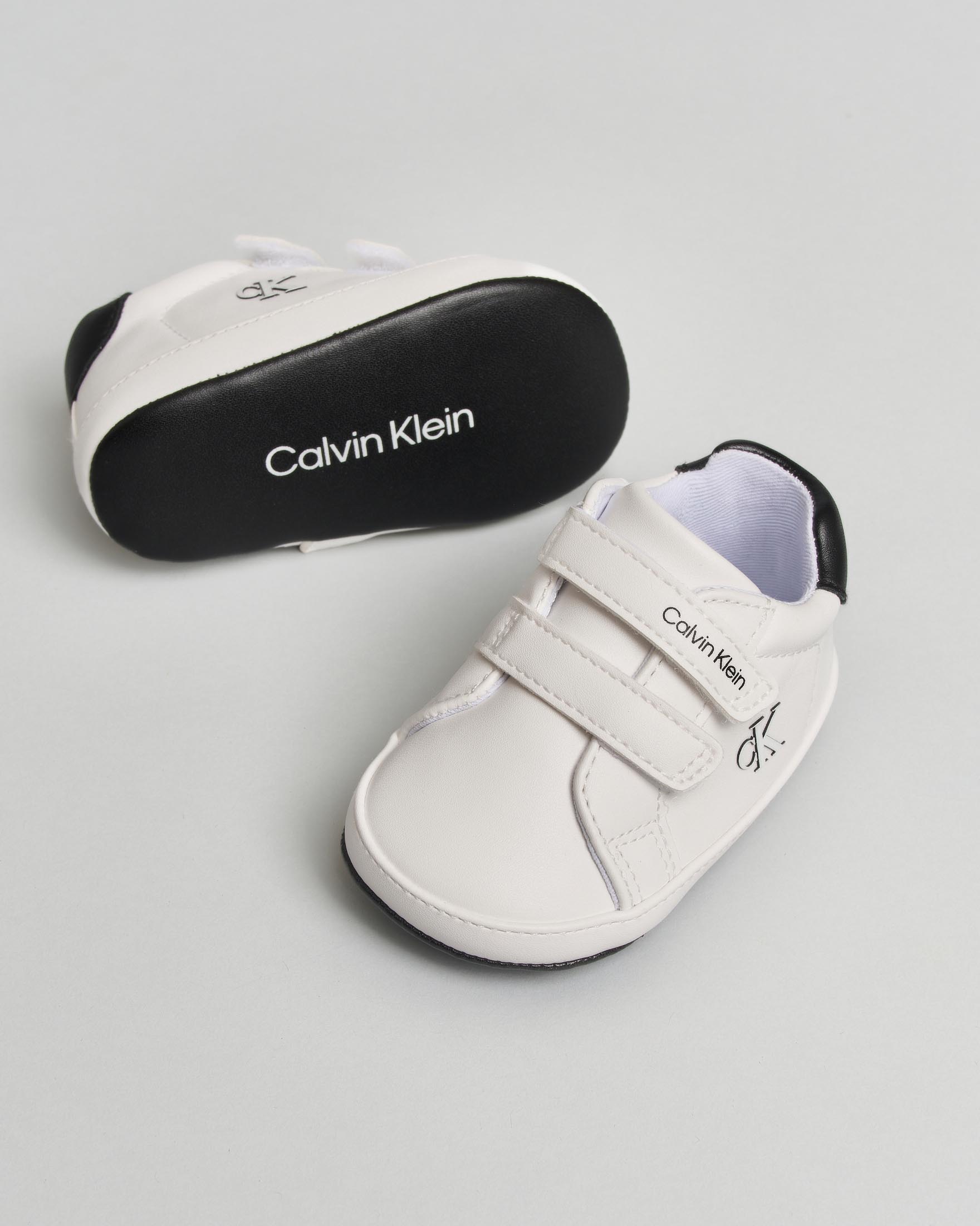 Sneakers neonato bianca Calvin Klein con velcro e logo nero image