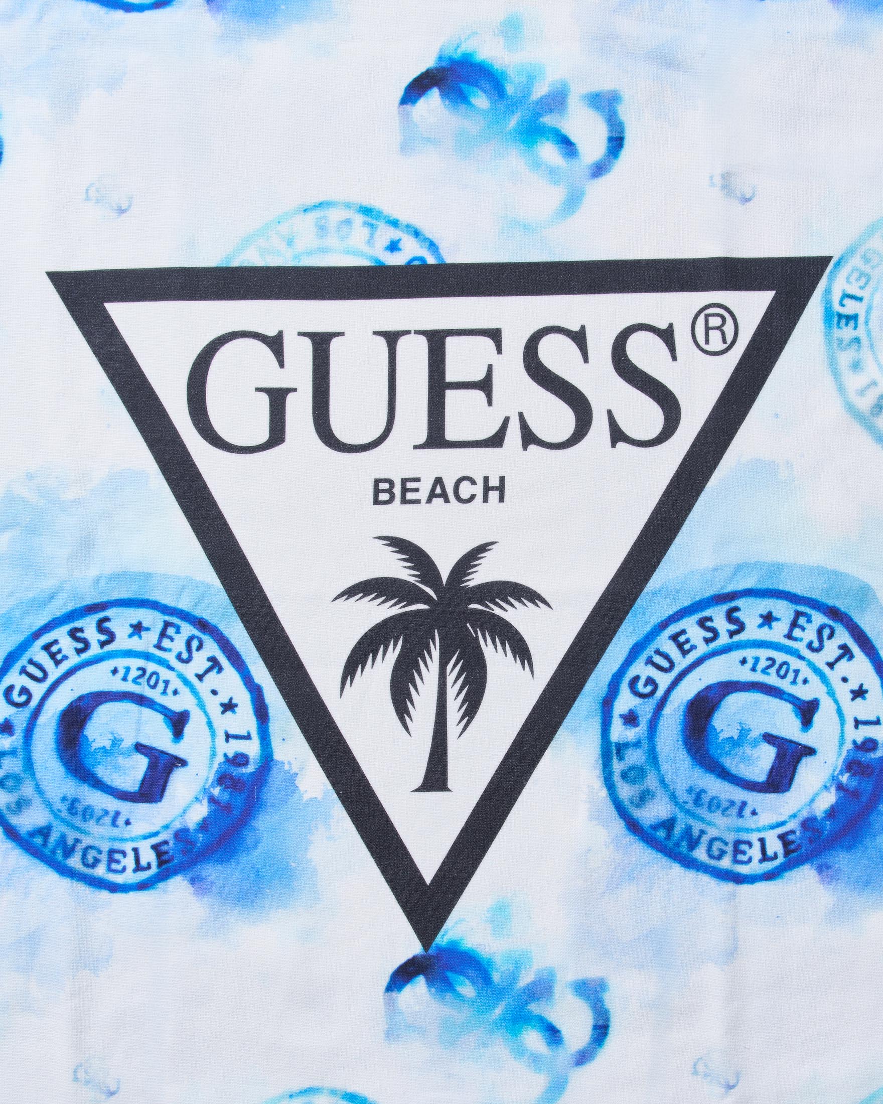 Telo mare Guess azzurro in cotone con stampa logo monogram image