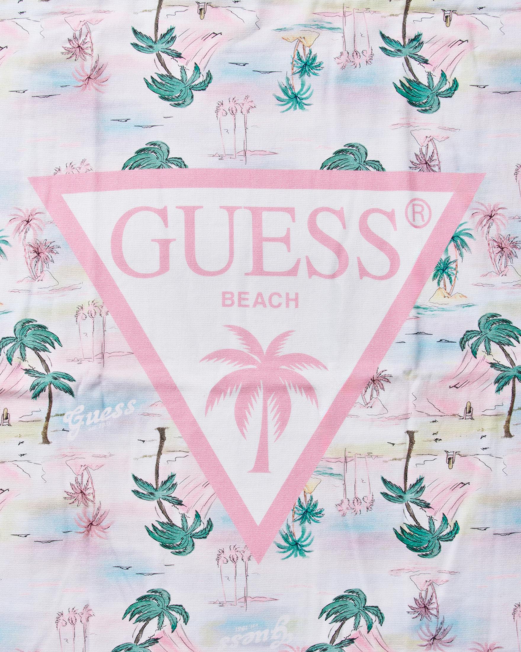 Telo mare Guess con colori pastello in cotone con stampa palme e logo icon image
