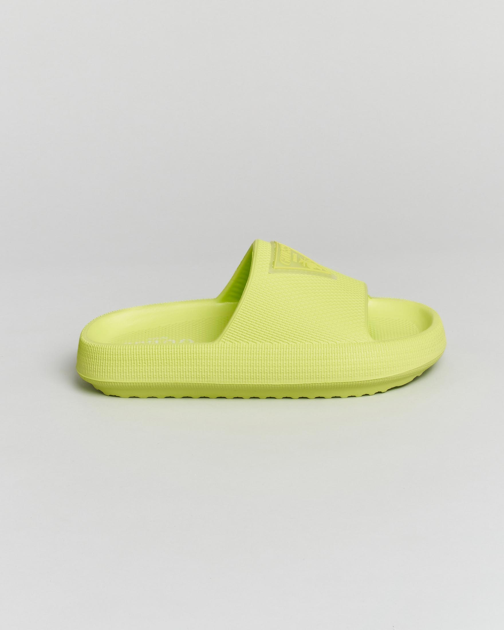 Ciabatte Guess lime in vinile con patch logo a triangolo