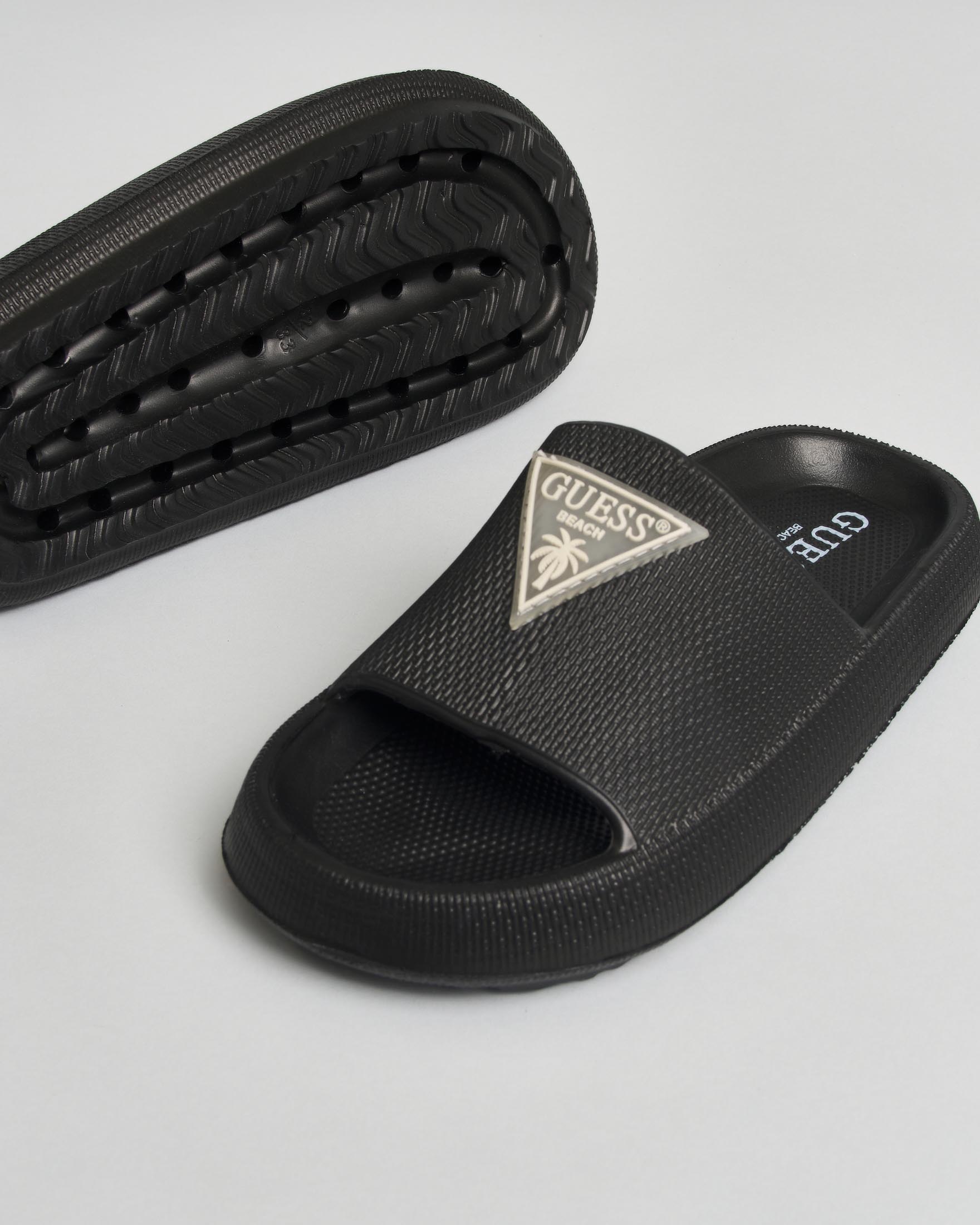 Ciabatte Guess nere in vinile con patch logo a triangolo image