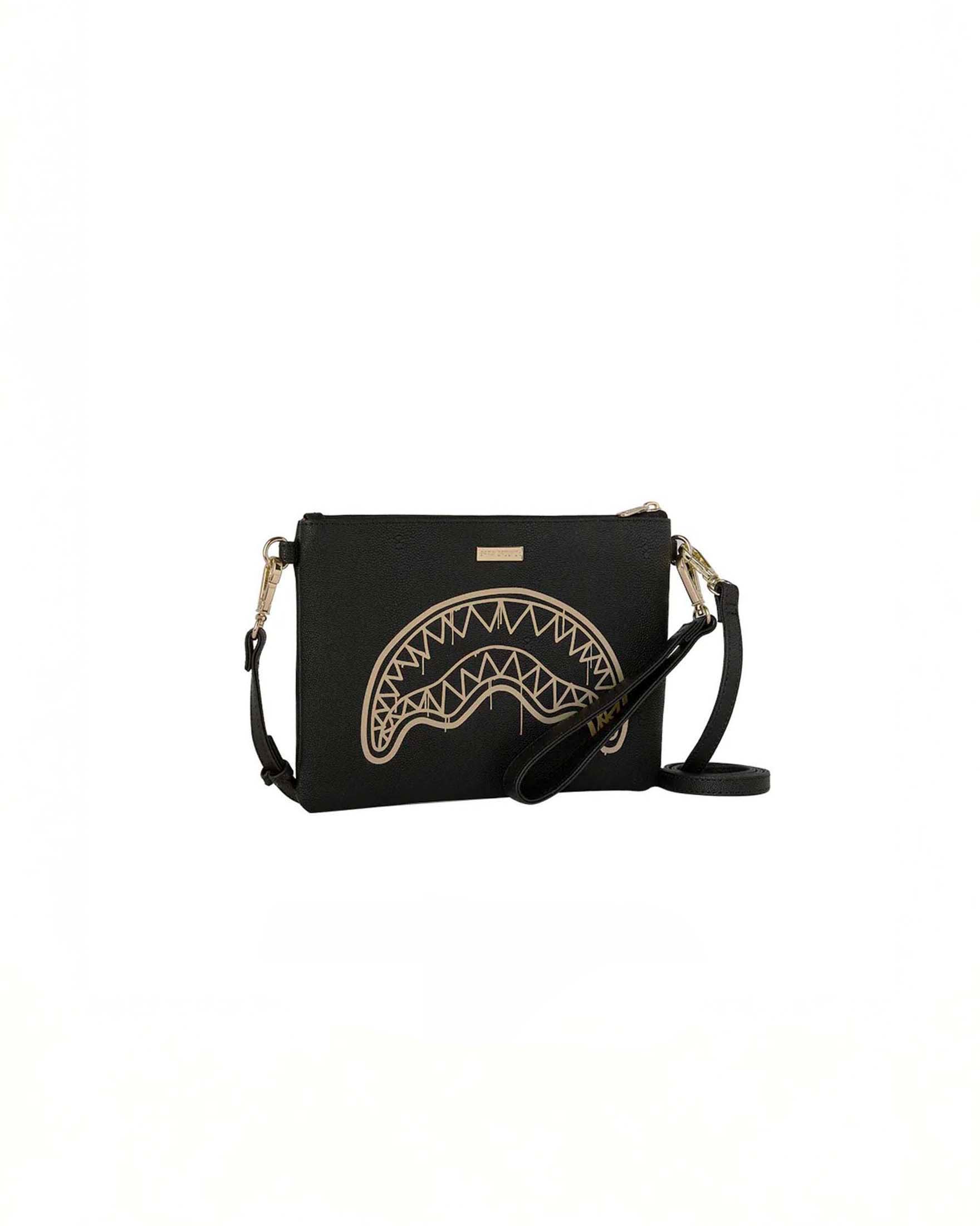 Pochette Sprayground That Gold in similpelle martellata con fauci di squalo oro image