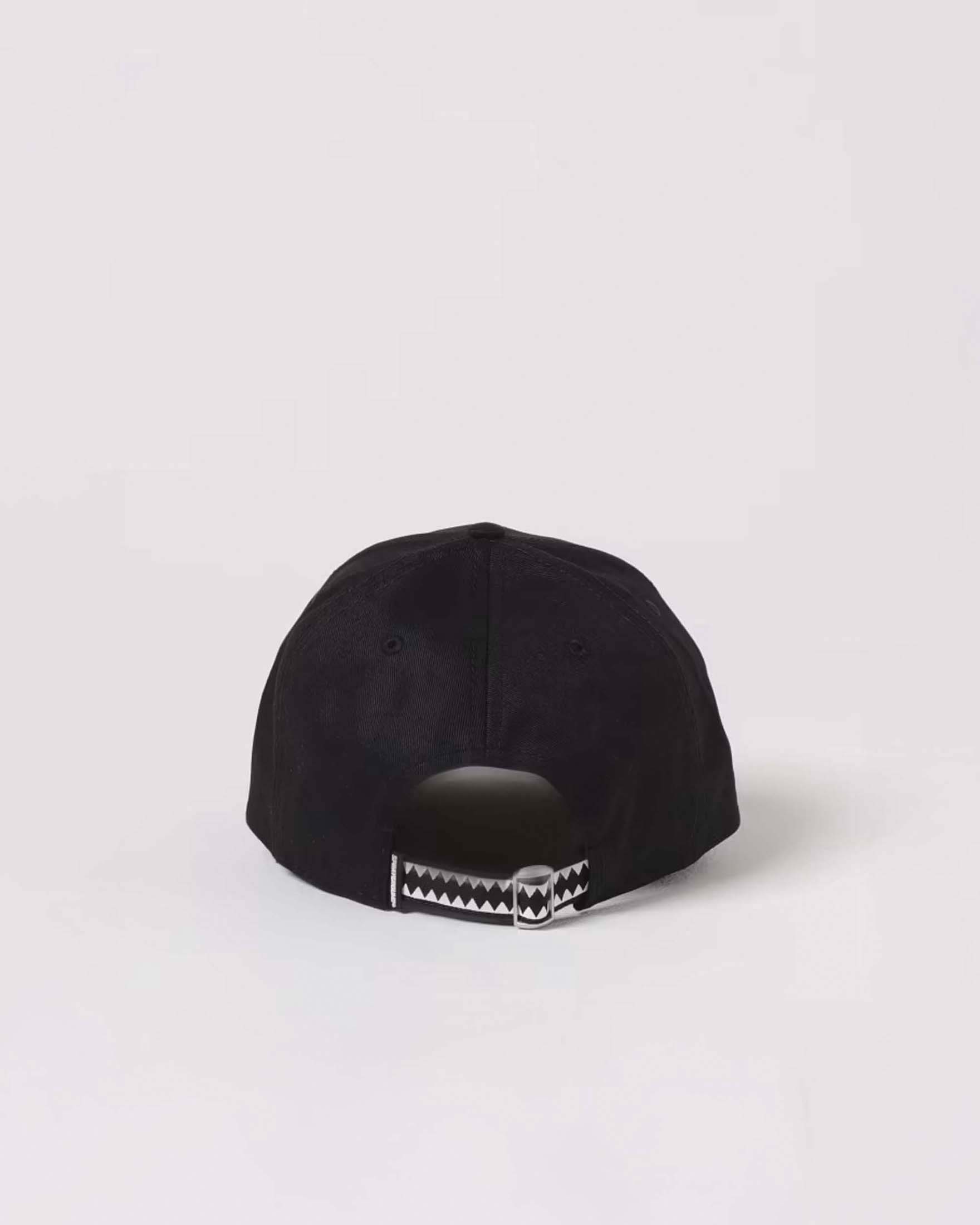 Berretto baseball Sprayground nero con patch fauci di squalo e dollaro rosso image
