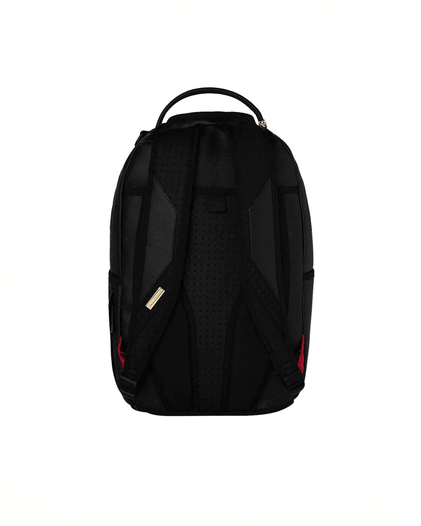 Zaino Sprayground Gold Brick Luxe in similpelle martellata con fauci di squalo impresse e placca metallica dorata image