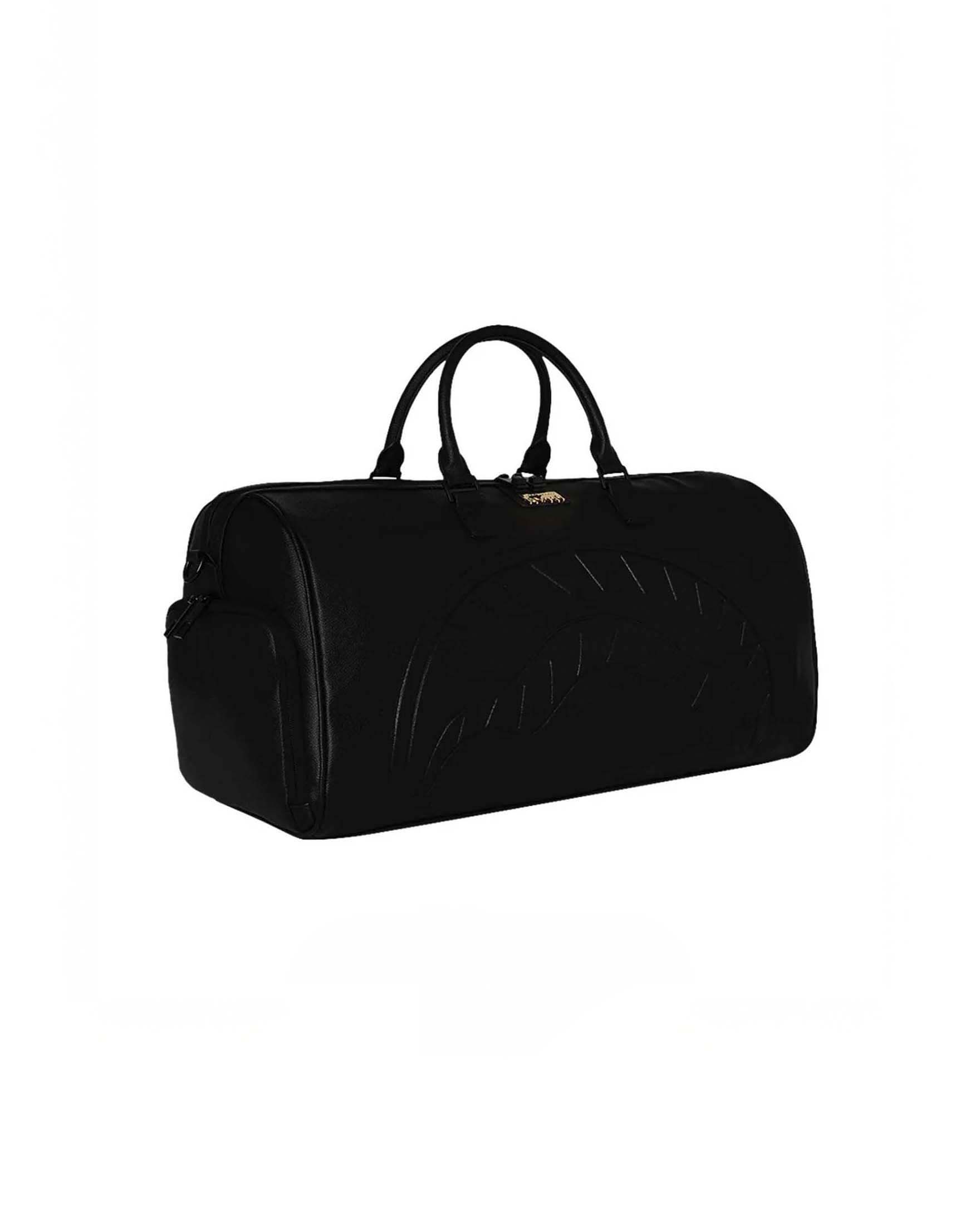 Borsone Sprayground Gold Brick Luxe in similpelle martellata con fauci di squalo impresse e placca metallica dorata image