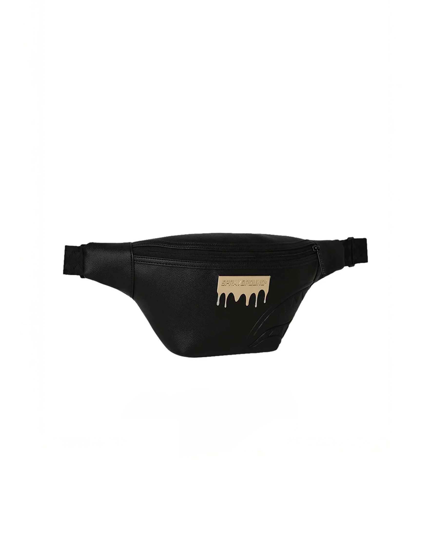 Marsupio Sprayground Gold Brick Luxe in similpelle martellata con fauci di squalo impresse e placca metallica dorata image