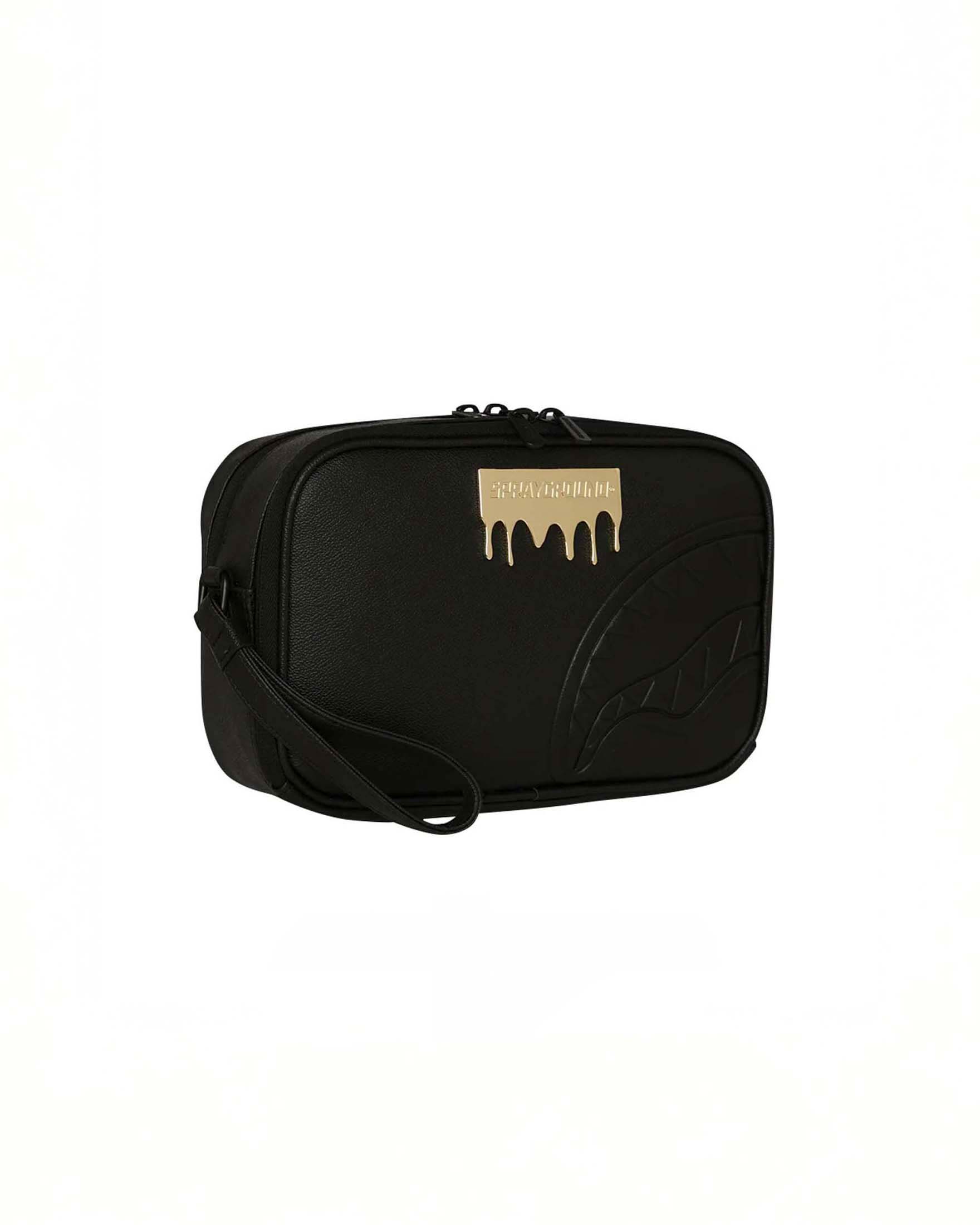 Beauty case Gold Brick Luxe in similpelle martellata con fauci di squalo impresse e placca metallica dorata image