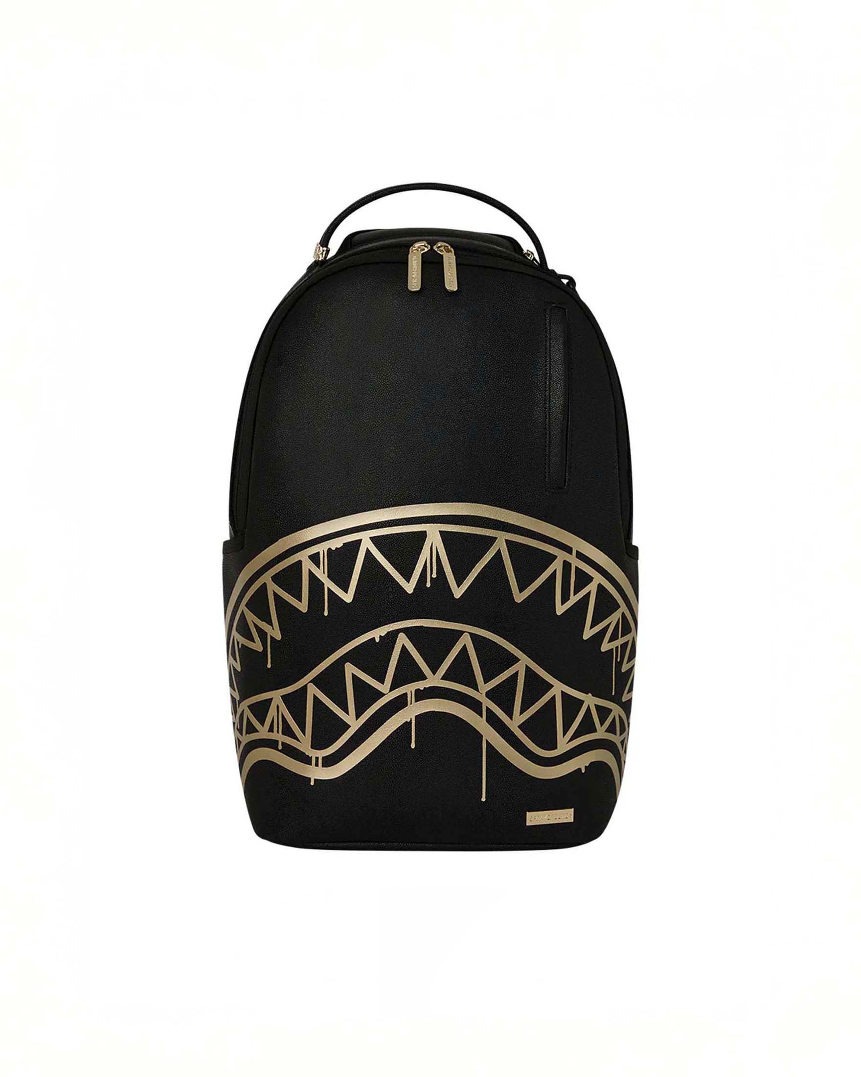 Zaino That Gold in similpelle martellata con fauci di squalo oro