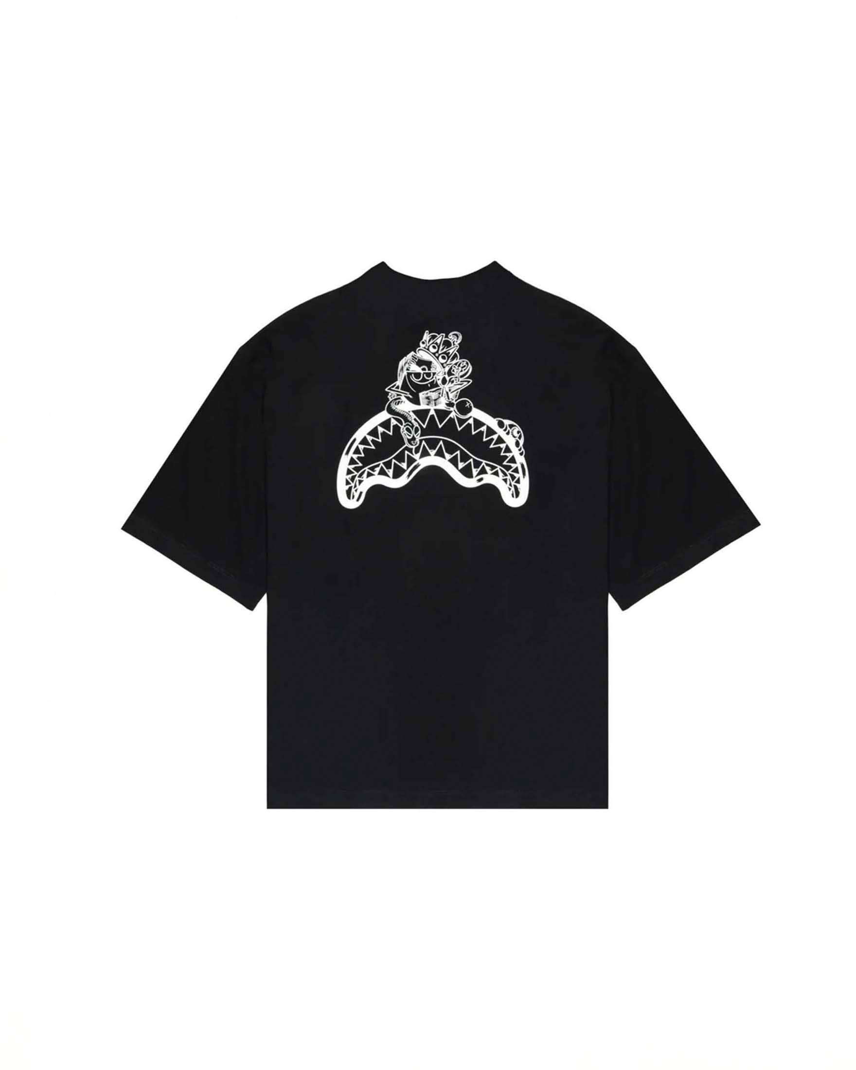 T-shirt boxy nera Sprayground con stampa grafica fronte e retro image