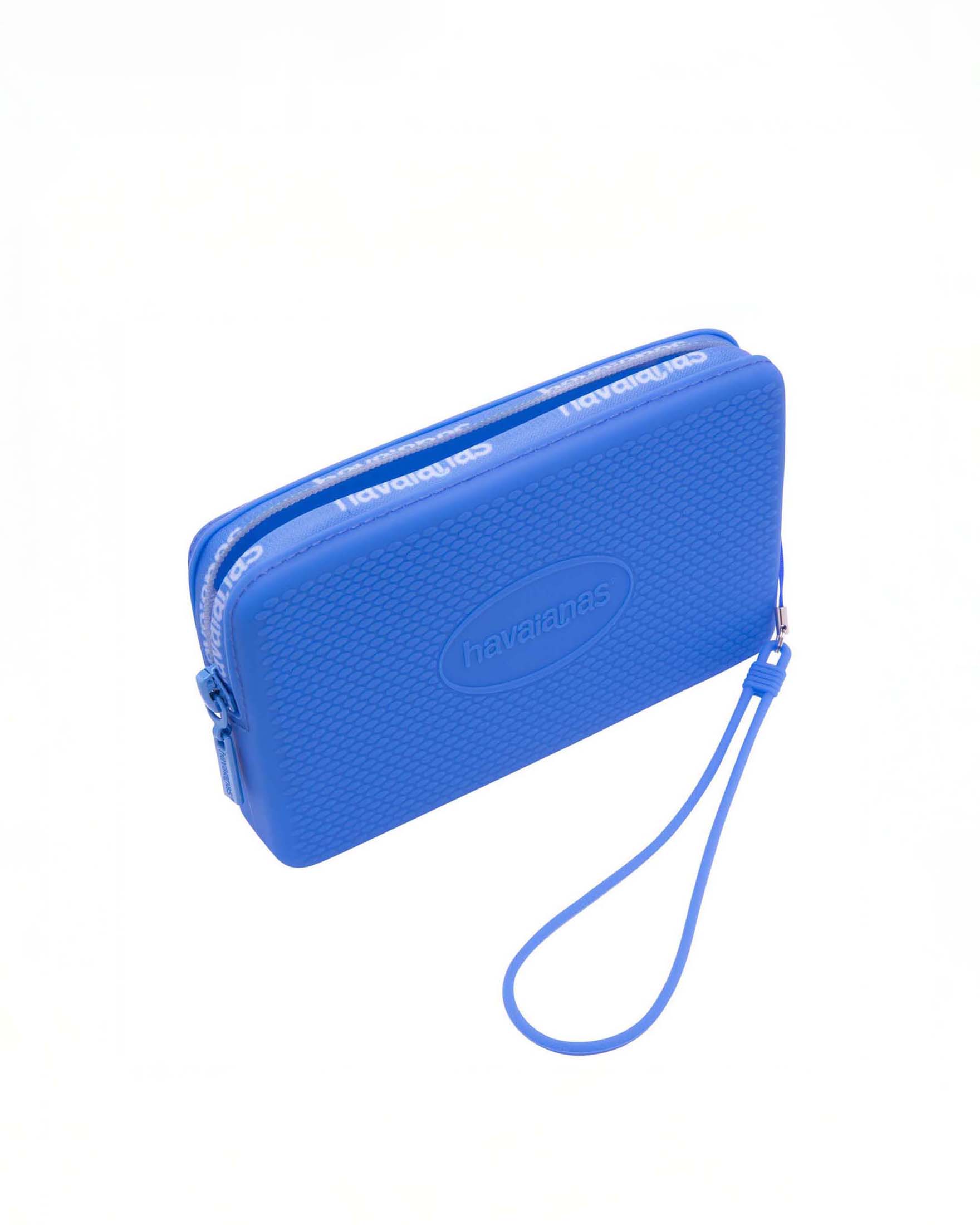 Mini Bag blu royal a lavorazione grana di riso e maxi logo impresso tono su tono
