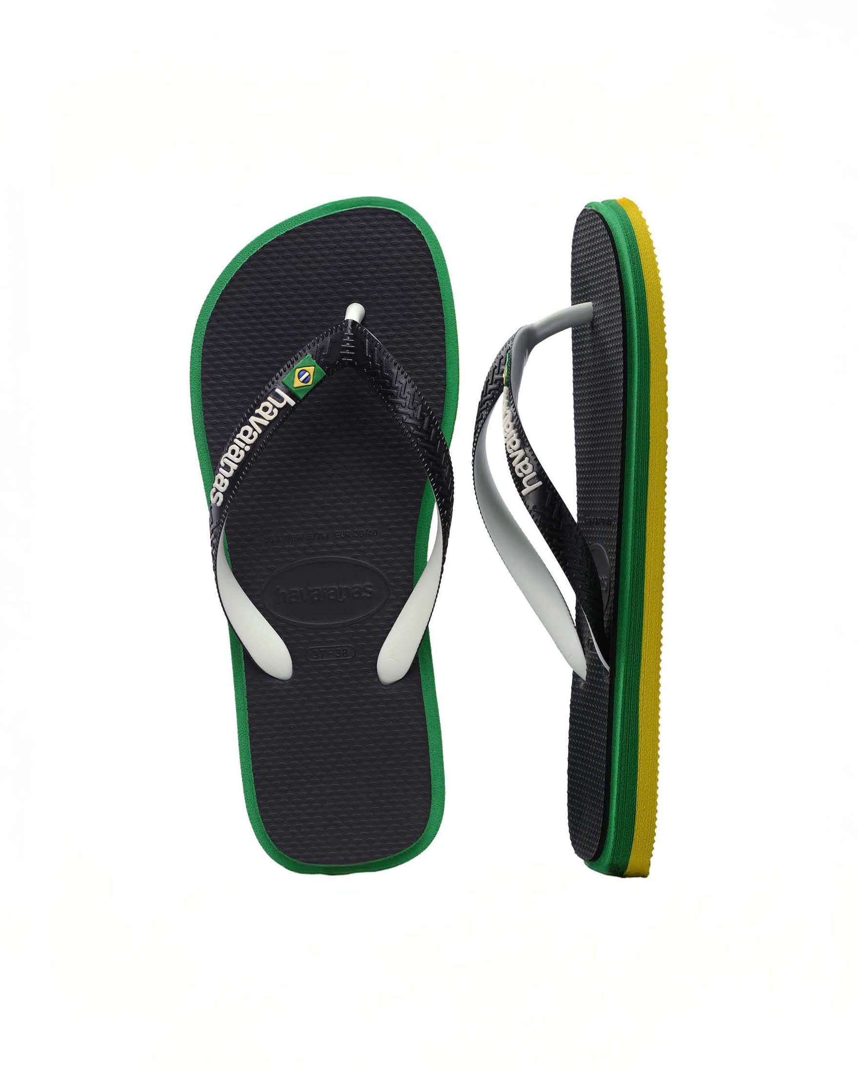 Havaianas Brasil Twist nera con profilo verde