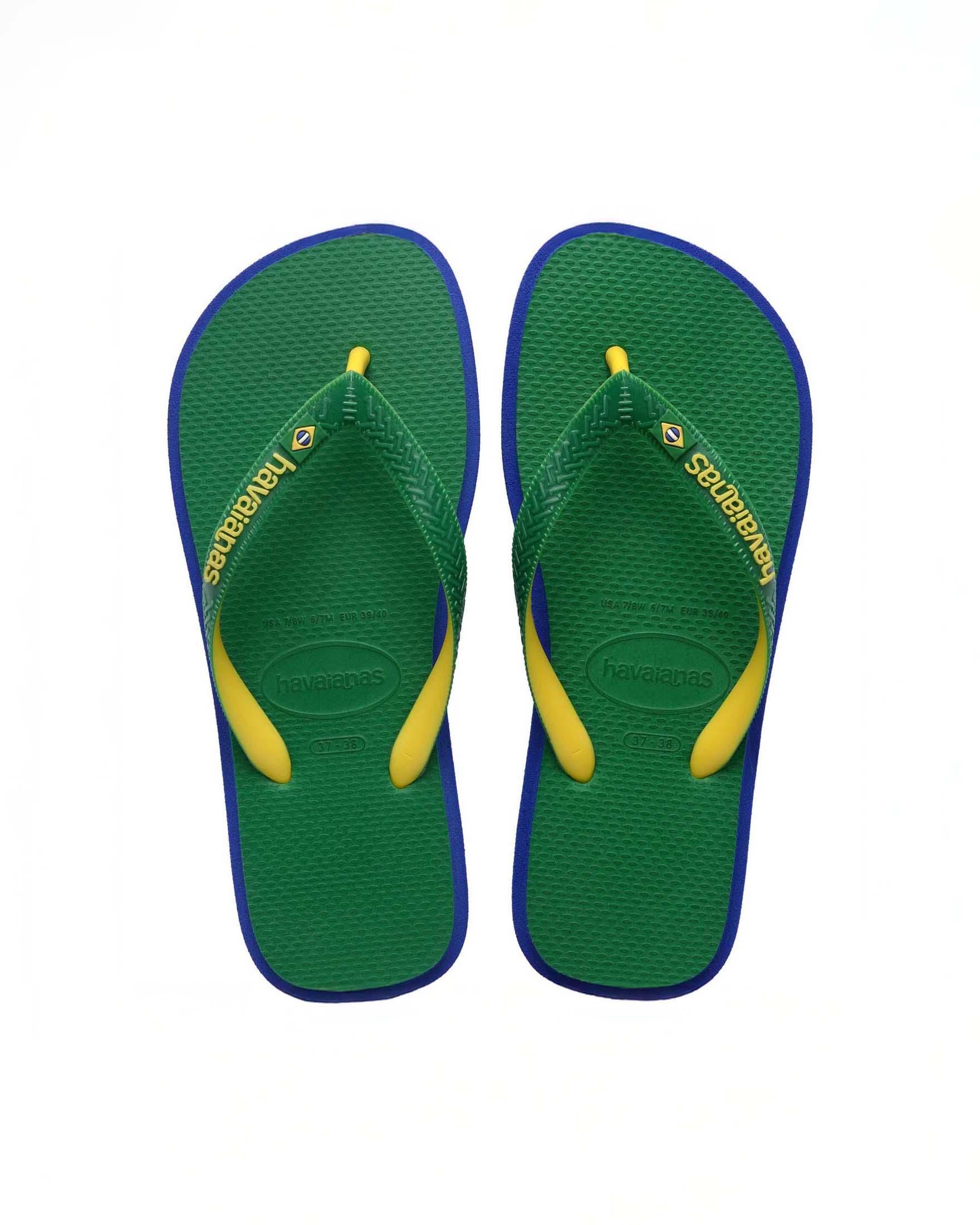 Havaianas Brasil Twist verde con profilo blu royal