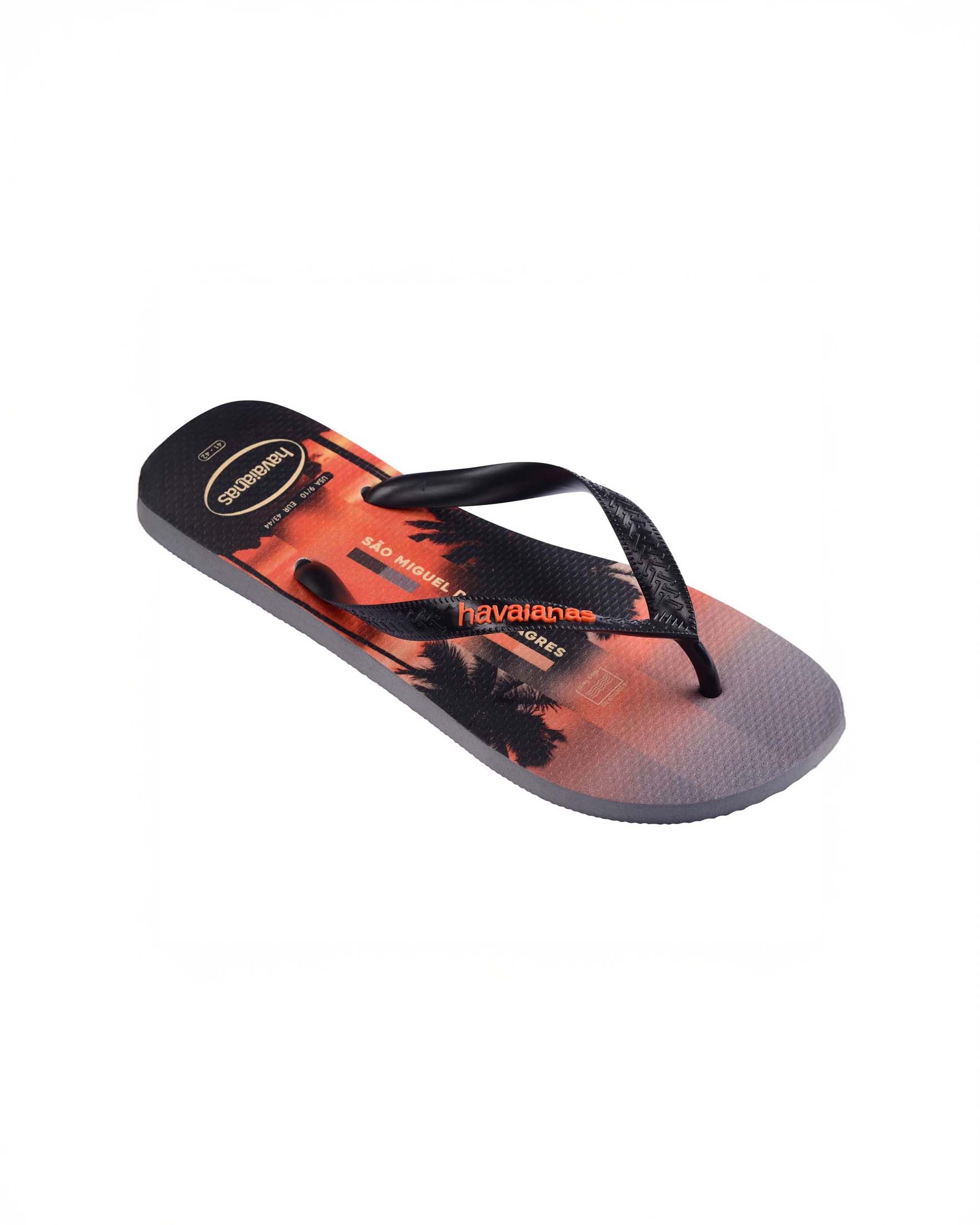 Havaianas Top Surfer nera e arancio con stampa fotografica tramonto image