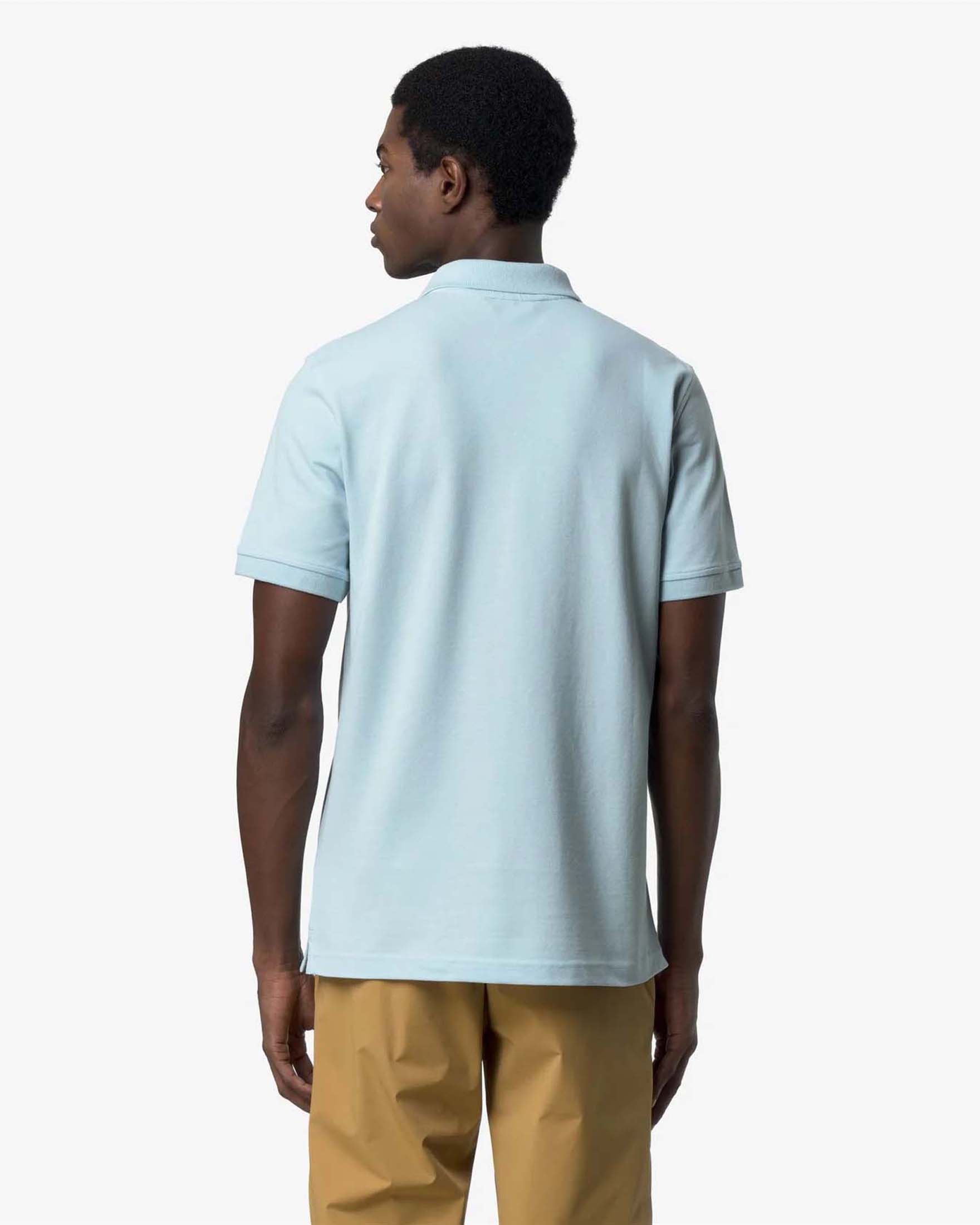 Polo K-way azzurra mezza manica in micro piquè di cotone stretch image