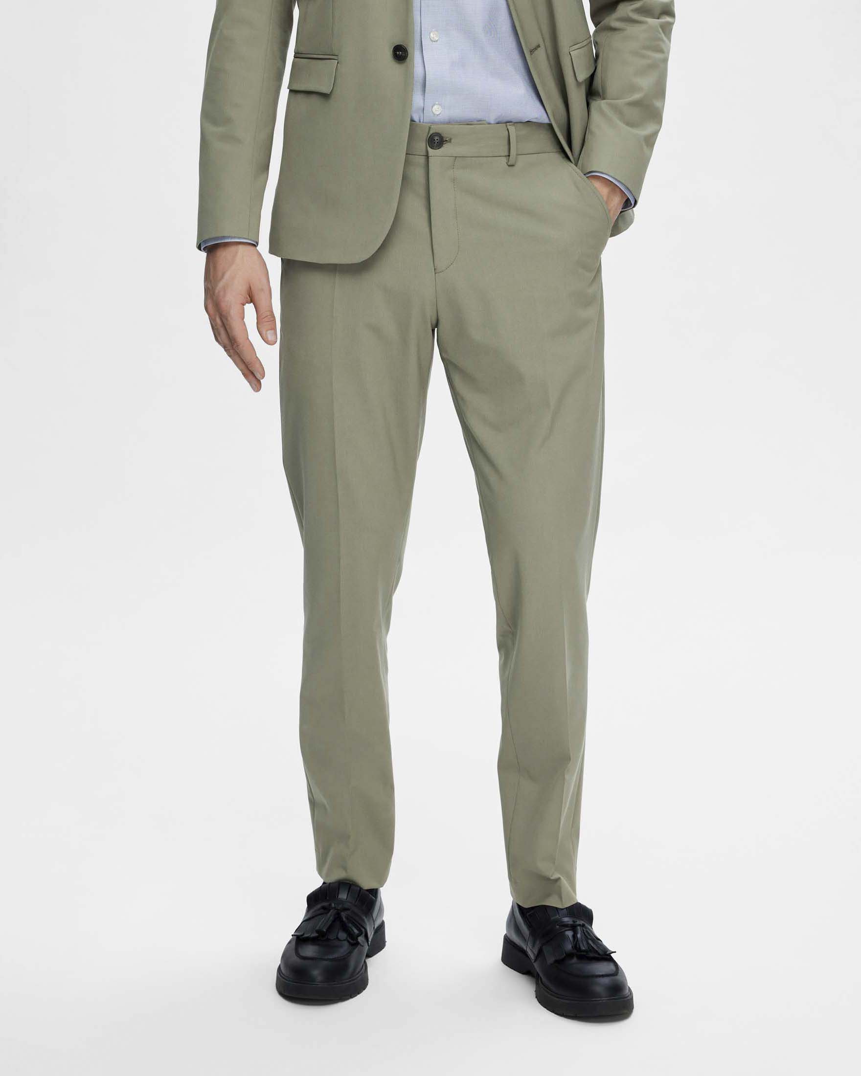 Pantaloni slim Selected Homme verde salvia in tela di misto viscosa stretch