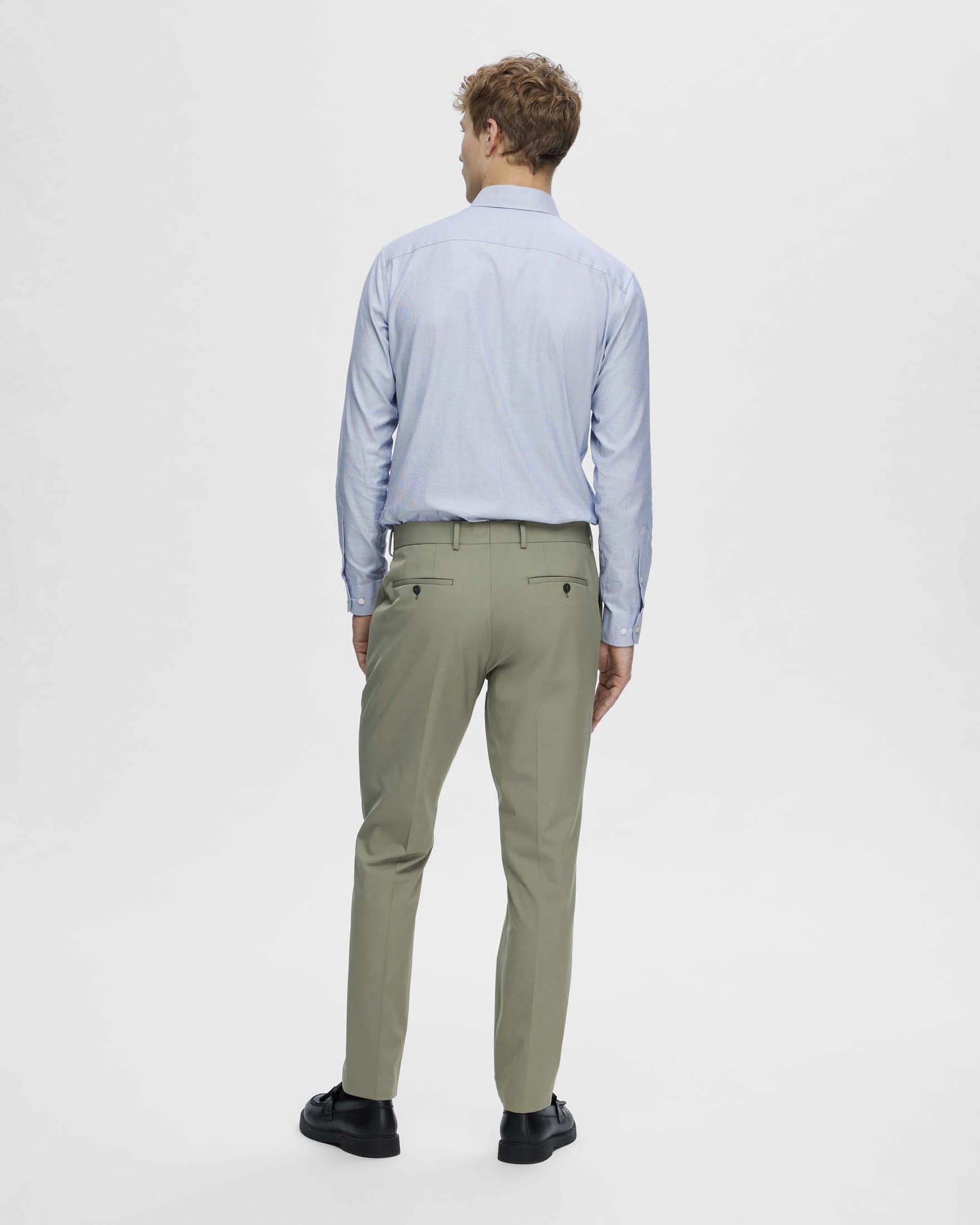 Pantaloni slim Selected Homme verde salvia in tela di misto viscosa stretch image