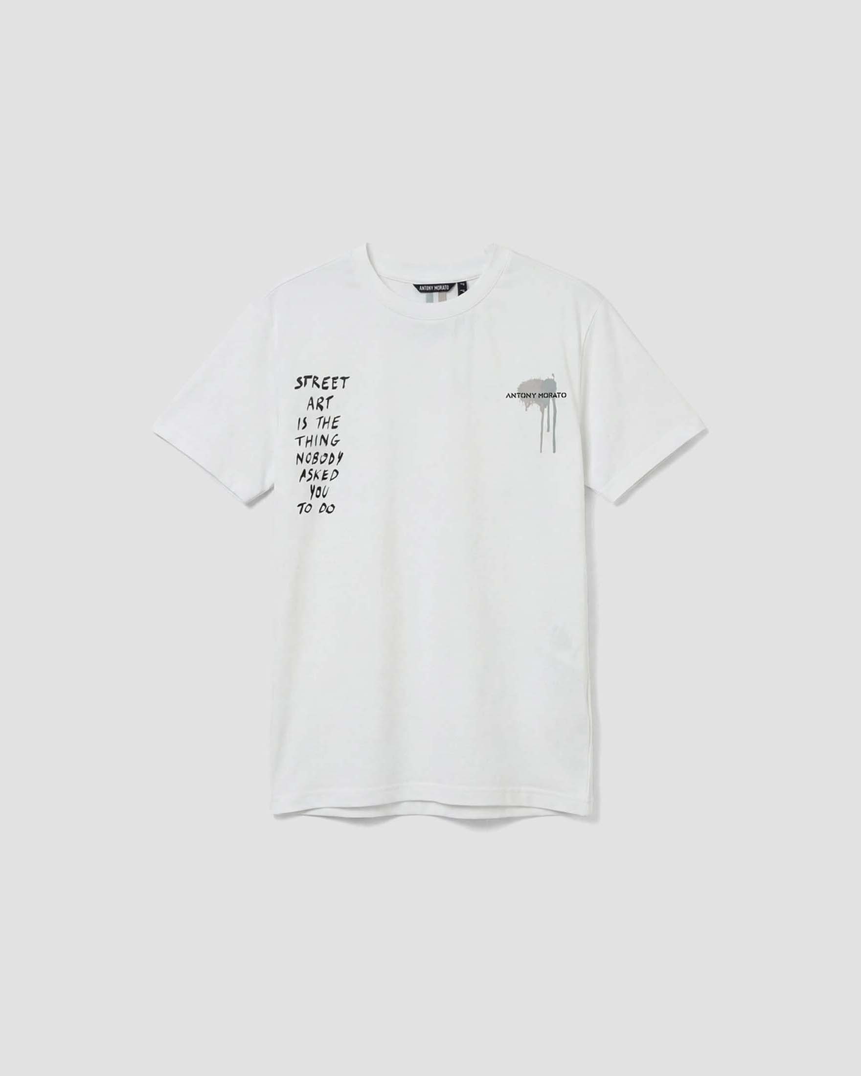 T-shirt bianca Antony Morato in puro cotone con stampa graffiti