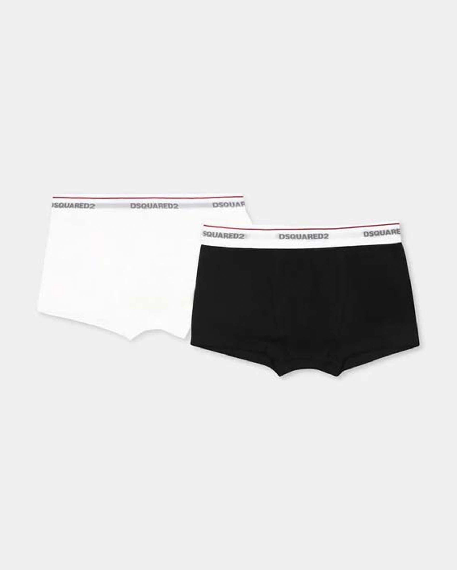 Boxer Dsquared2  due pezzi nero e bianco in cotone stretch