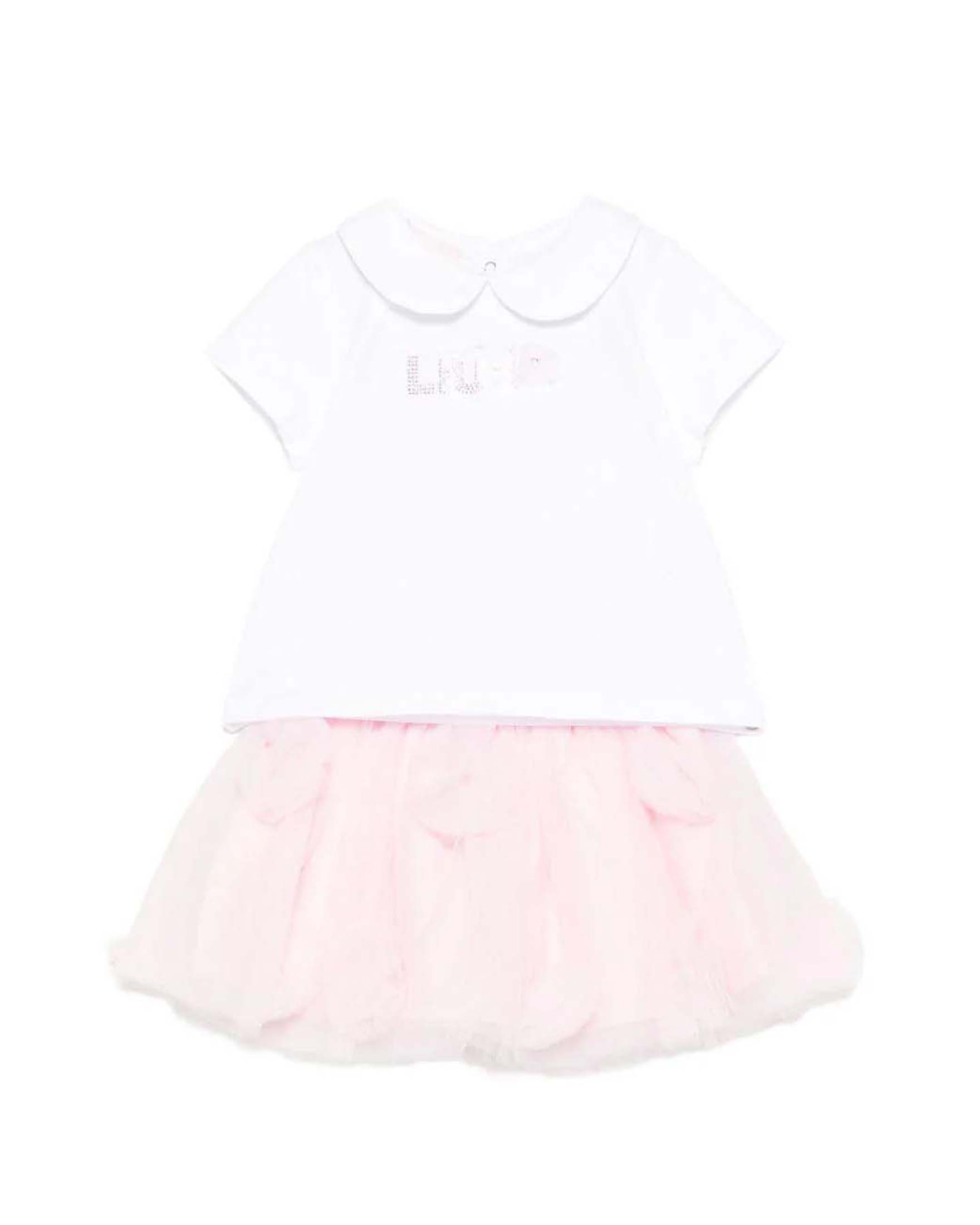 Completo Liu Jo t-shirt bianca e gonna in tulle rosa