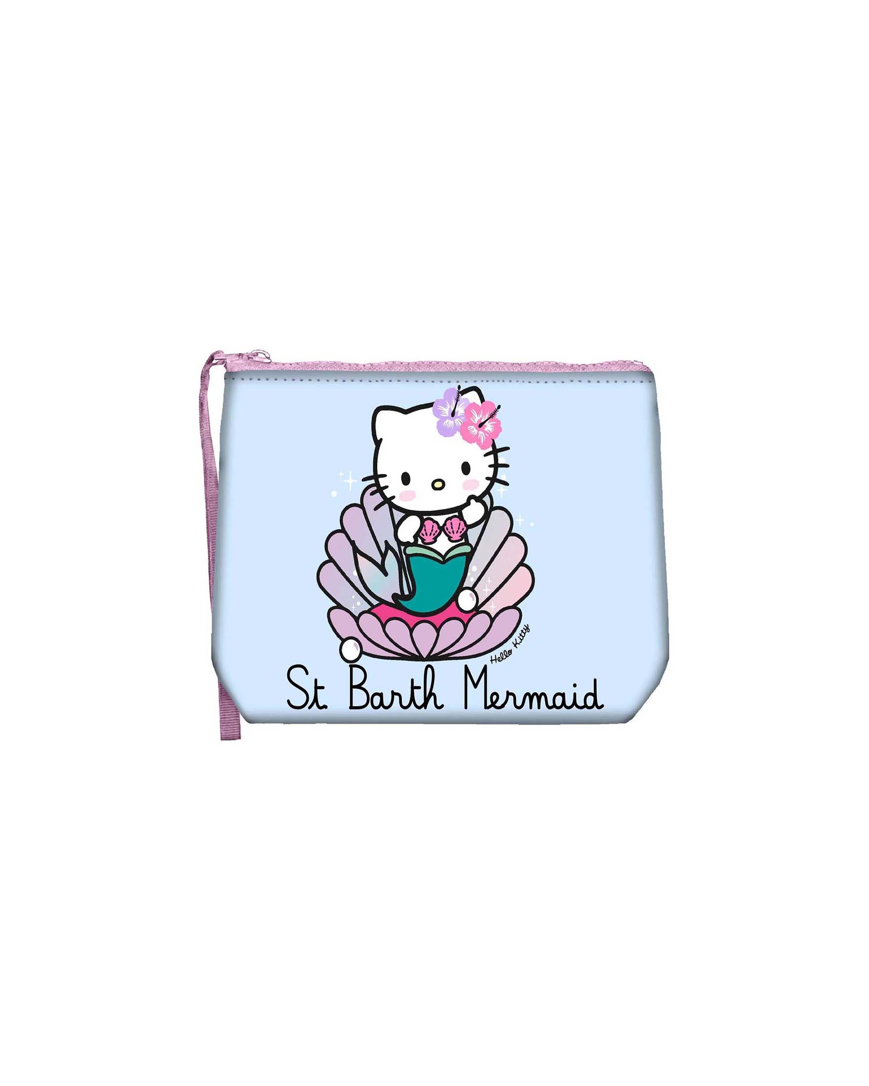 Pochette MC2 Saint Barth Aline azzurra in neoprene con stampa Hello Kitty sirena