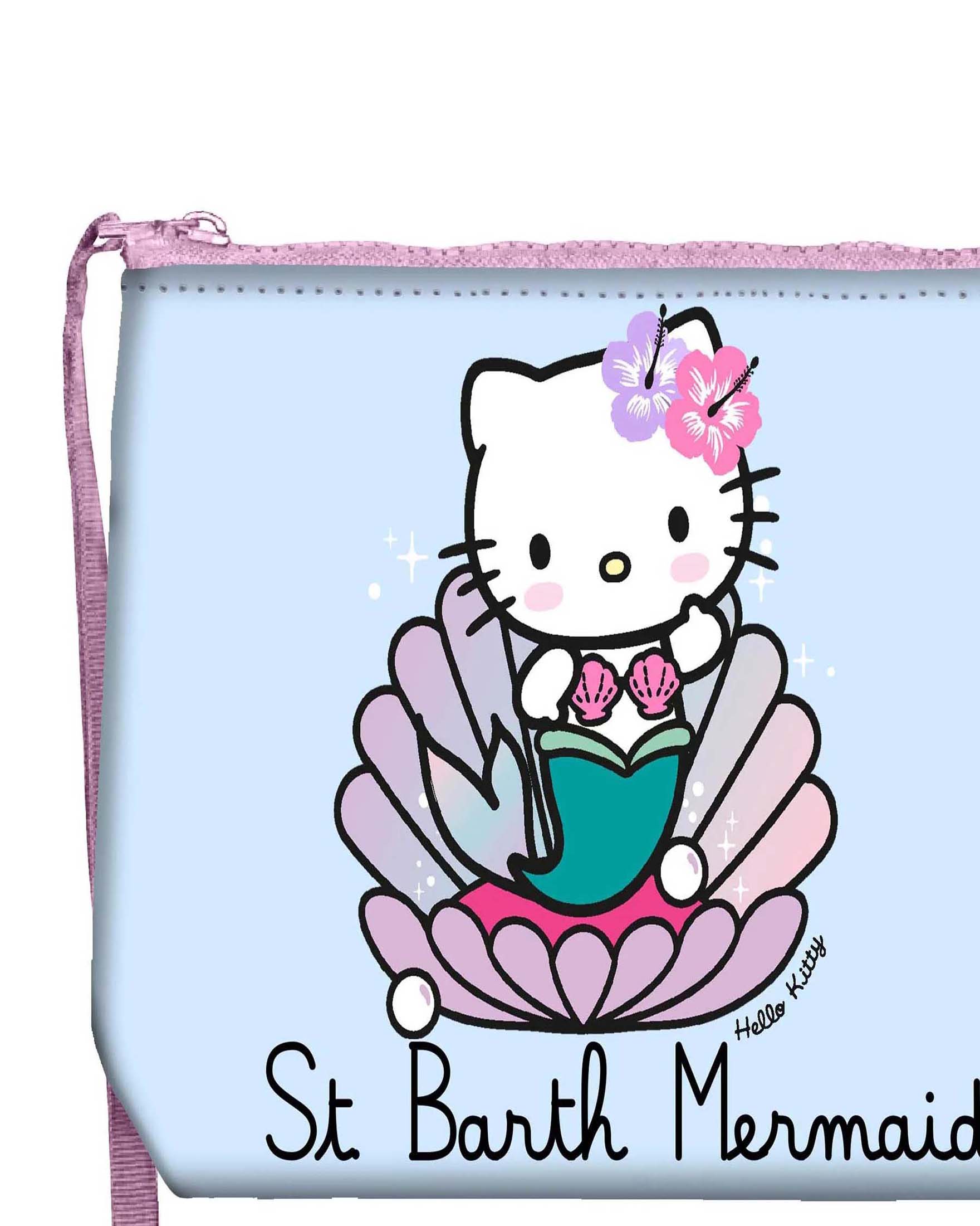 Pochette MC2 Saint Barth Aline azzurra in neoprene con stampa Hello Kitty sirena image