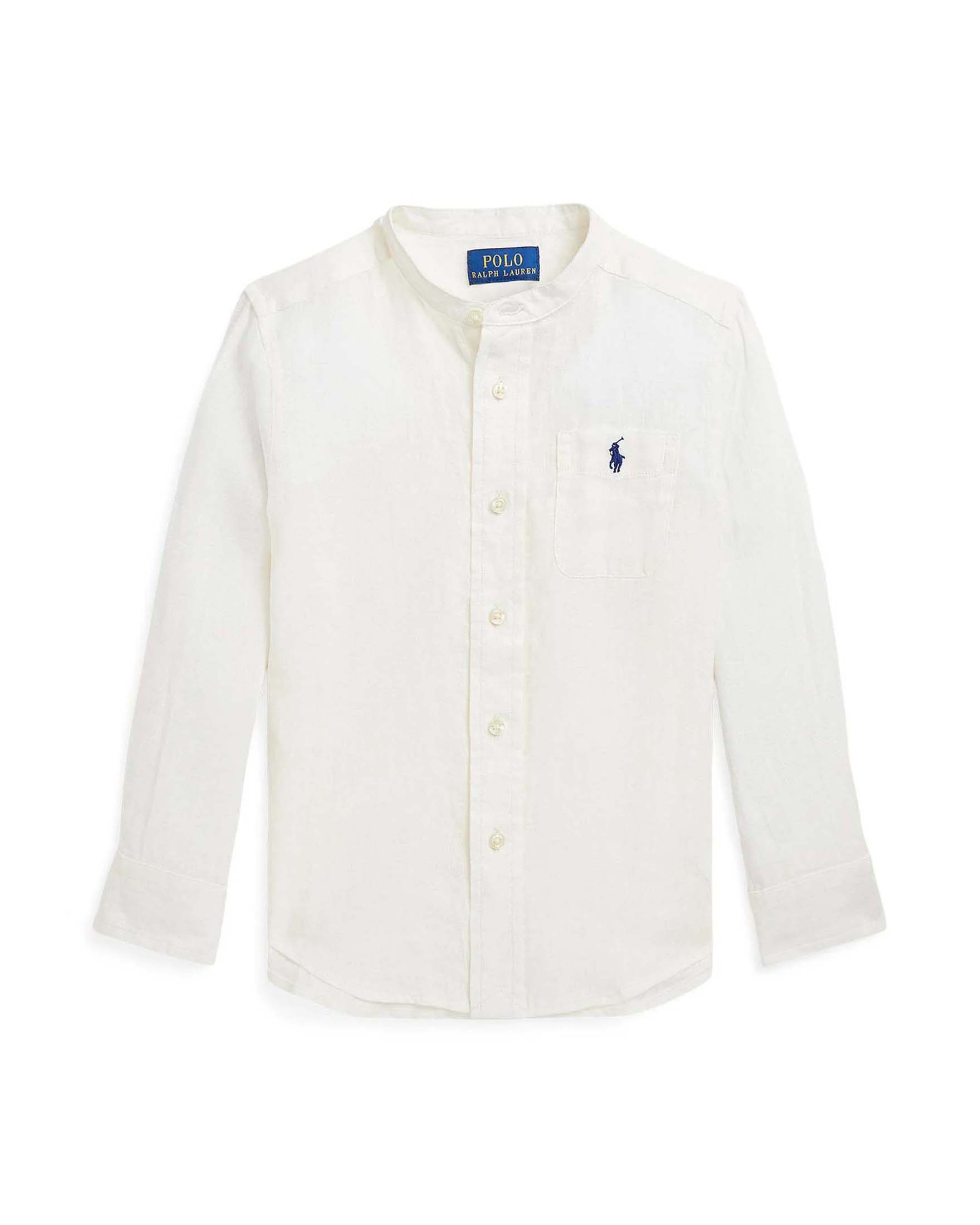 Camicia bianca Polo Ralph Lauren Junior modello coreana in puro lino
