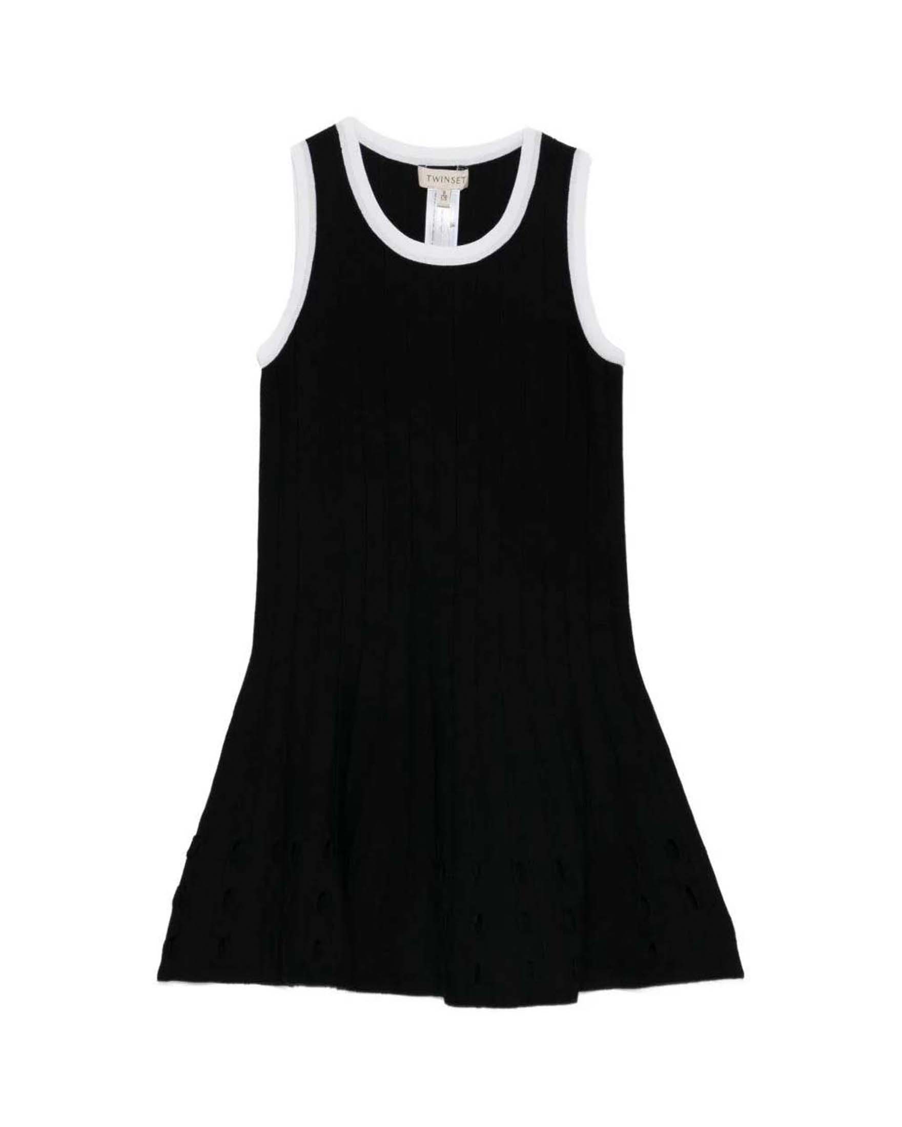 Abito nero Twinset in misto viscosa tricot stretch con cut out