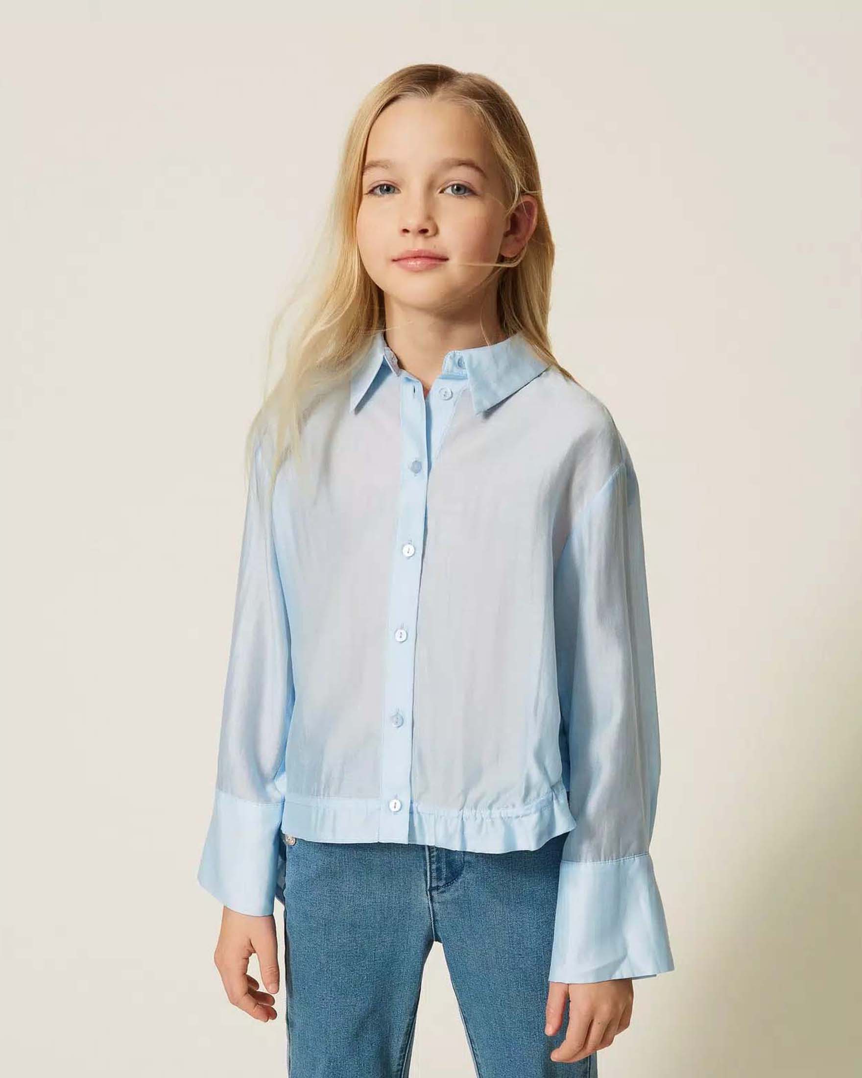 Camicia azzurra Twinset in tessuto voile
