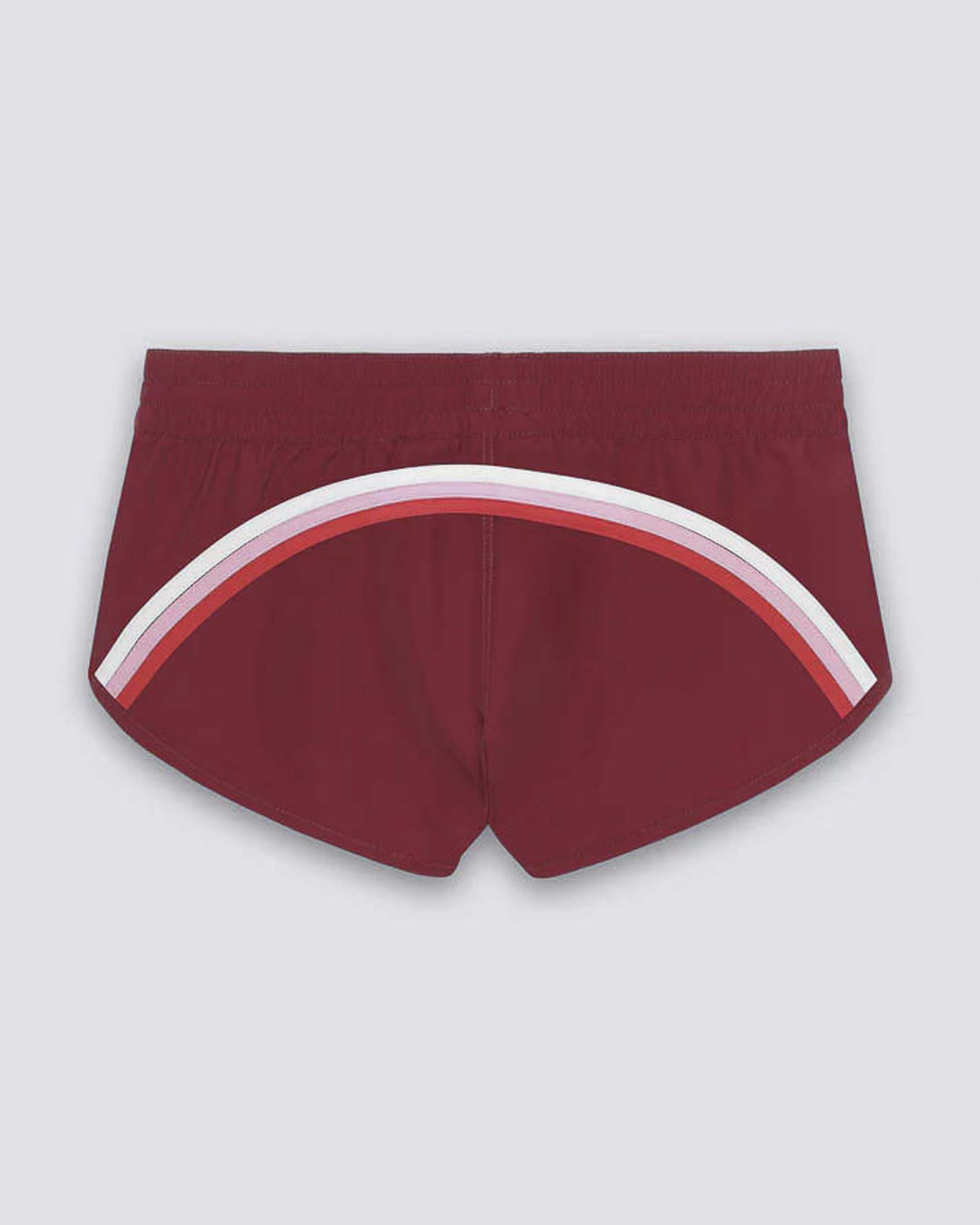Pantaloncino mare corto Sundek bordeaux dotato di coulisse e tasche con disegno arcobaleno image