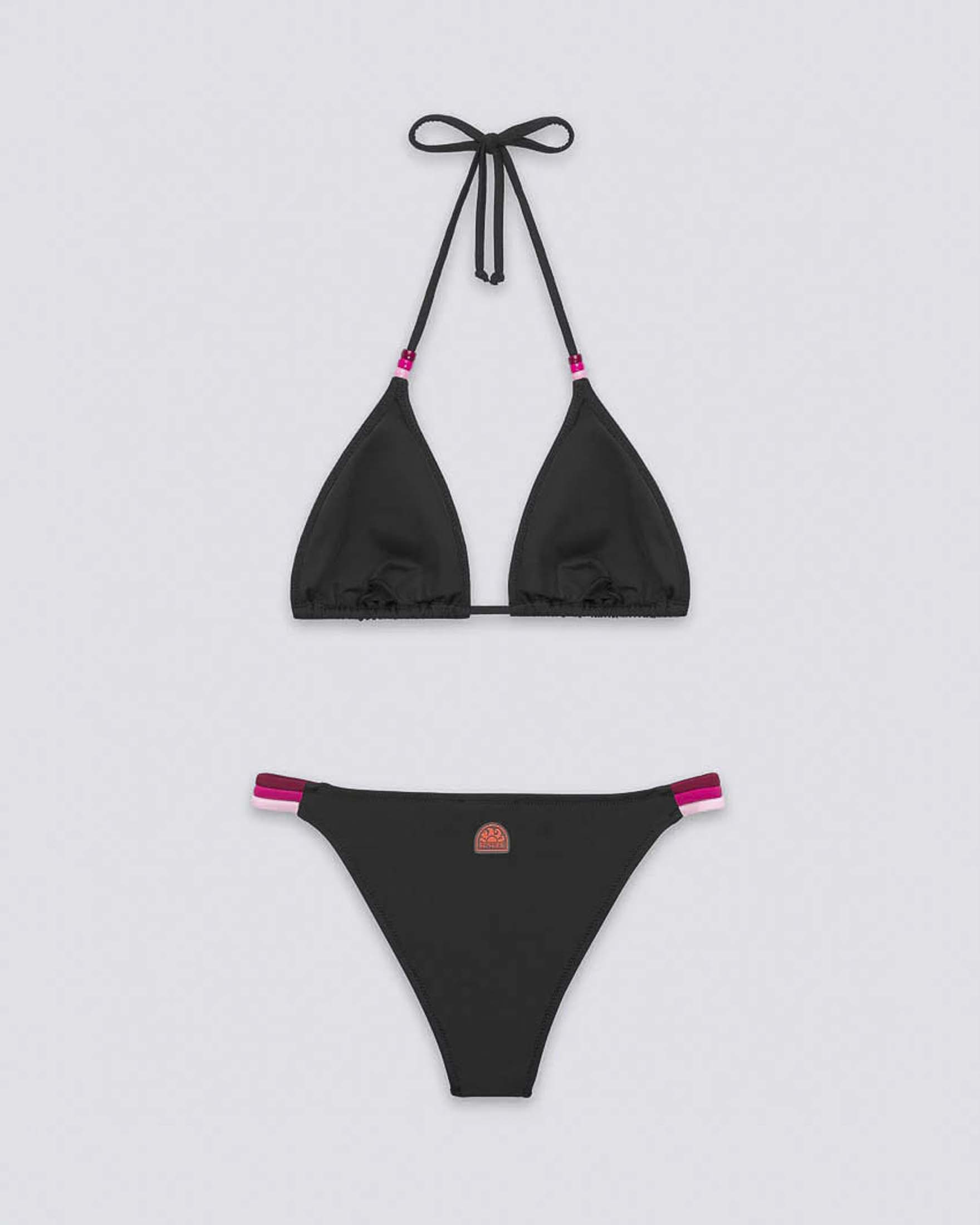 Bikini Sundek nero con top a triangolo con perline e slip sgambato image