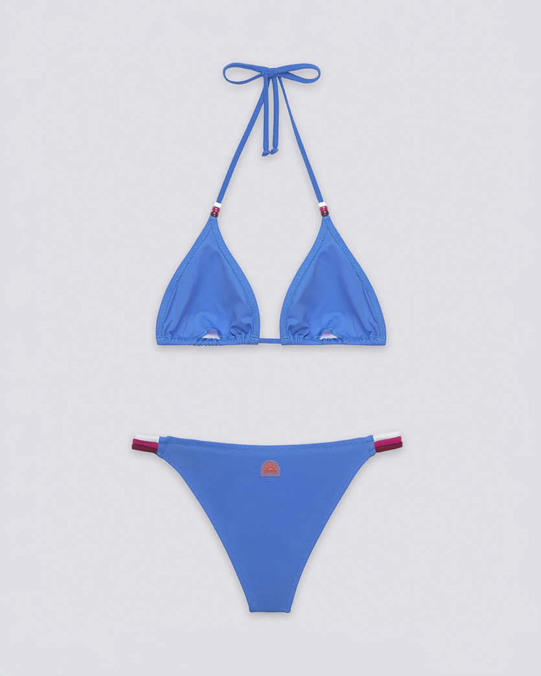 Bikini Sundek azzurro con top a triangolo con perline e slip sgambato image