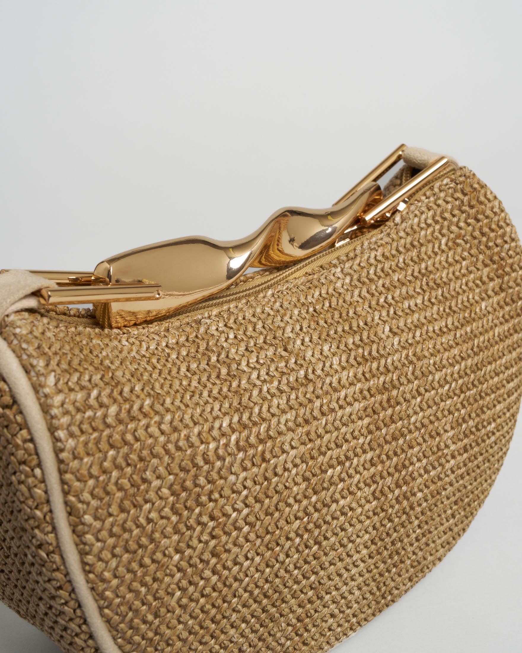 Borsa a mano bauletto Anna Cecere color corda intrecciata con manico gioiello image