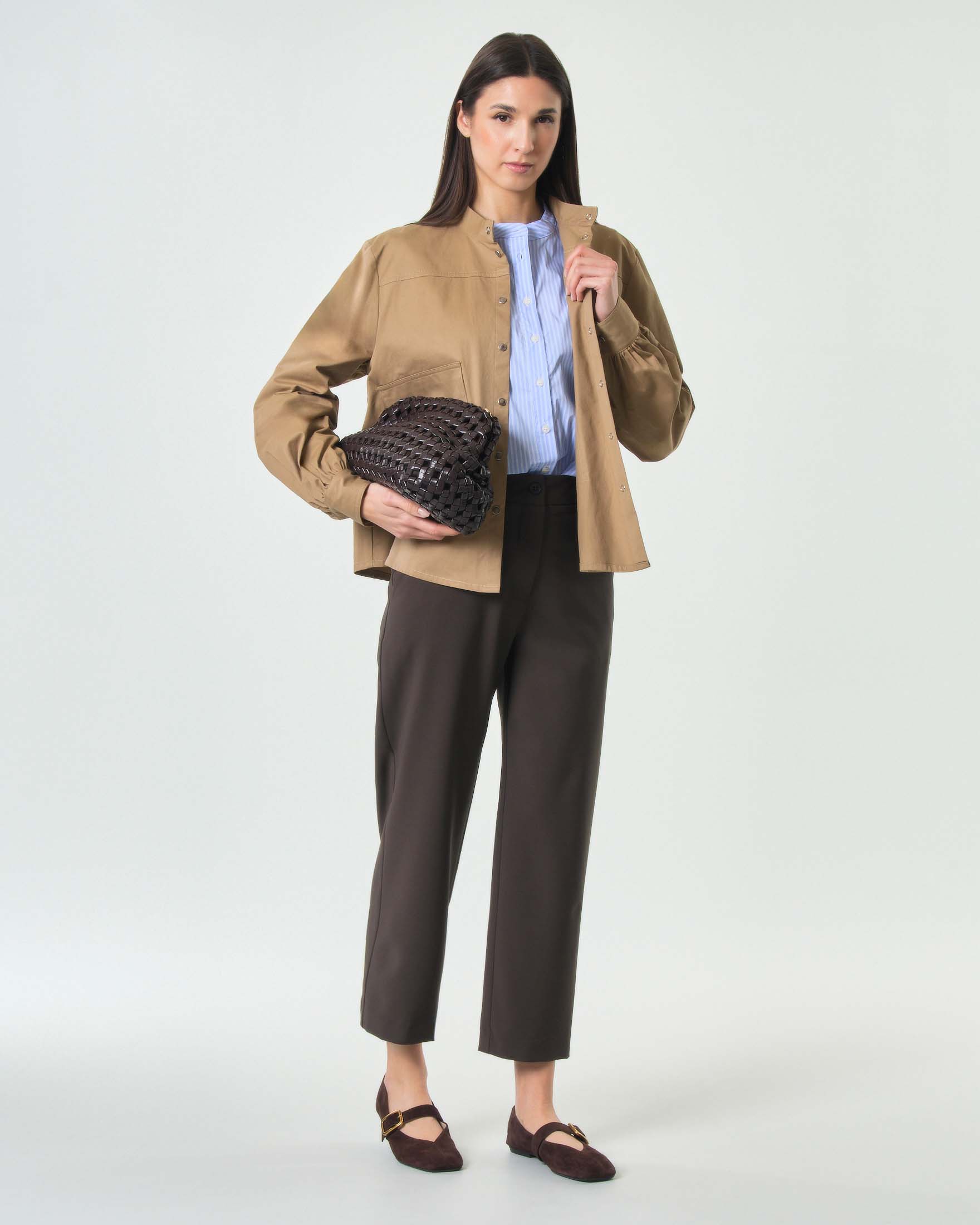 Pantalone cropped slim fit blu Hlo! con tasche alla francese