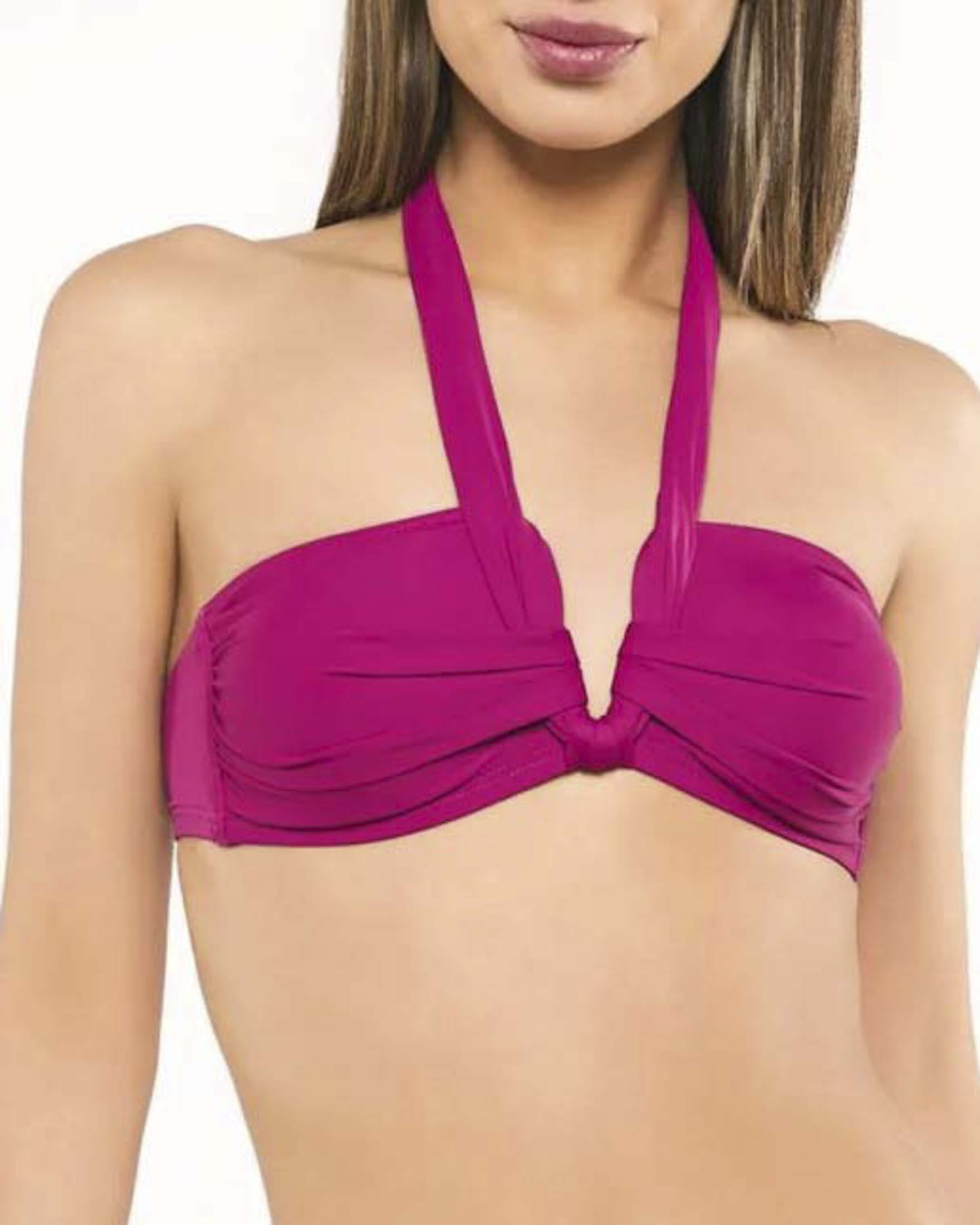 Red Point — Bikini due pezzi Red Point color ciclamino con top a fascia e slip con chiusura a nodi