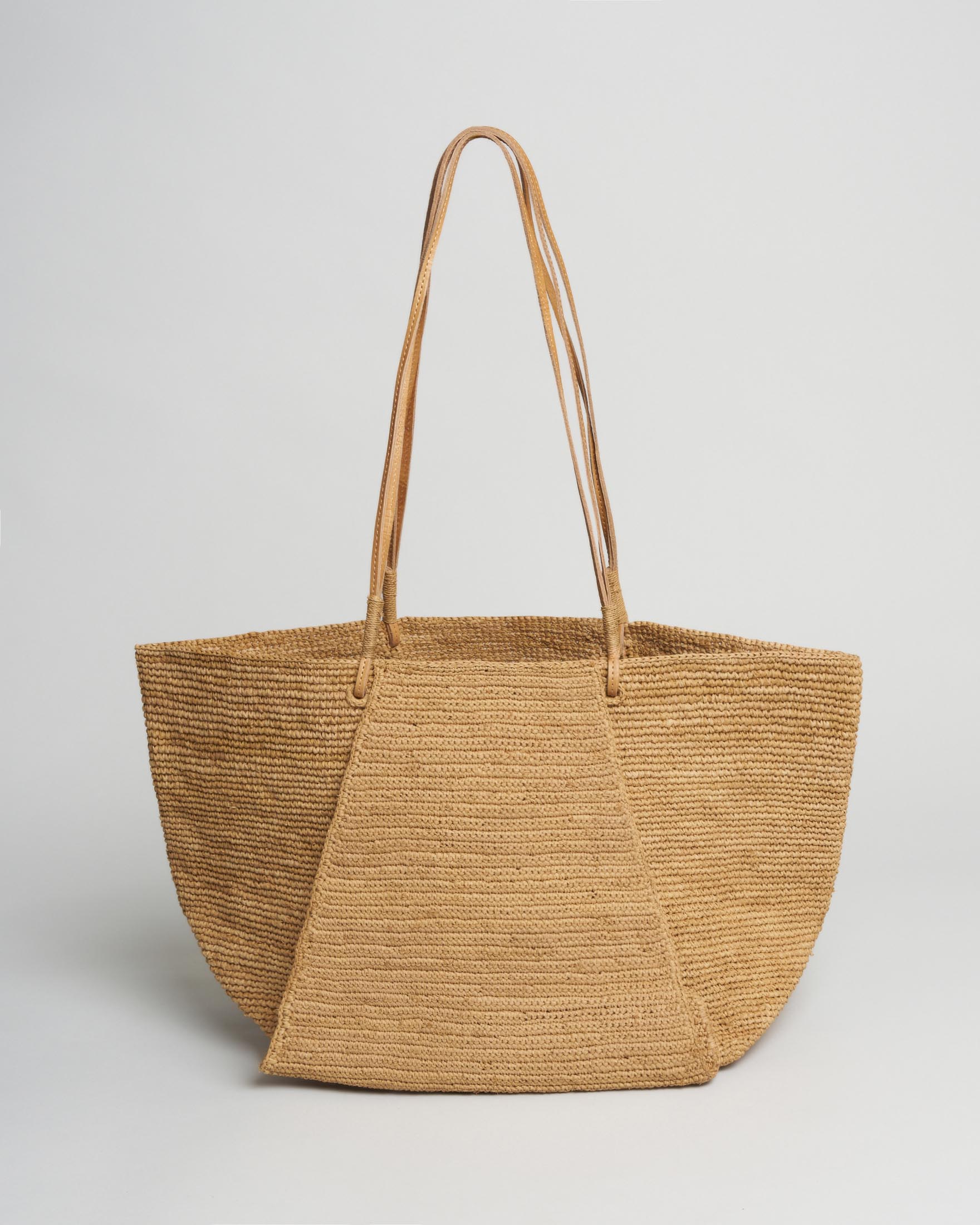 Shopper Bag Sovani in rafia naturale con tasca porta asciugamano da spiaggia