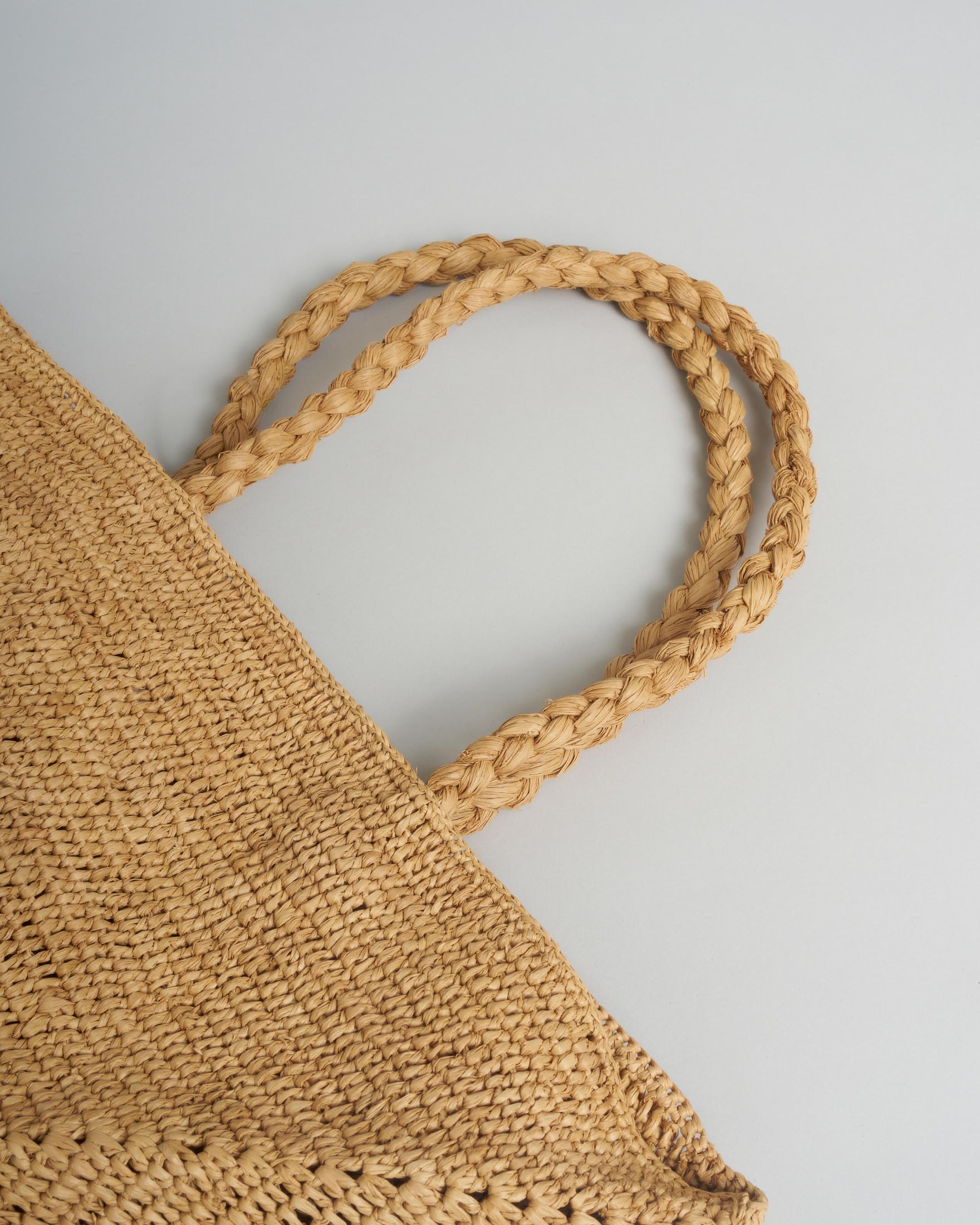 Shopper Bag Sovani in rafia naturale con struttura geometrica con manici intrecciati image