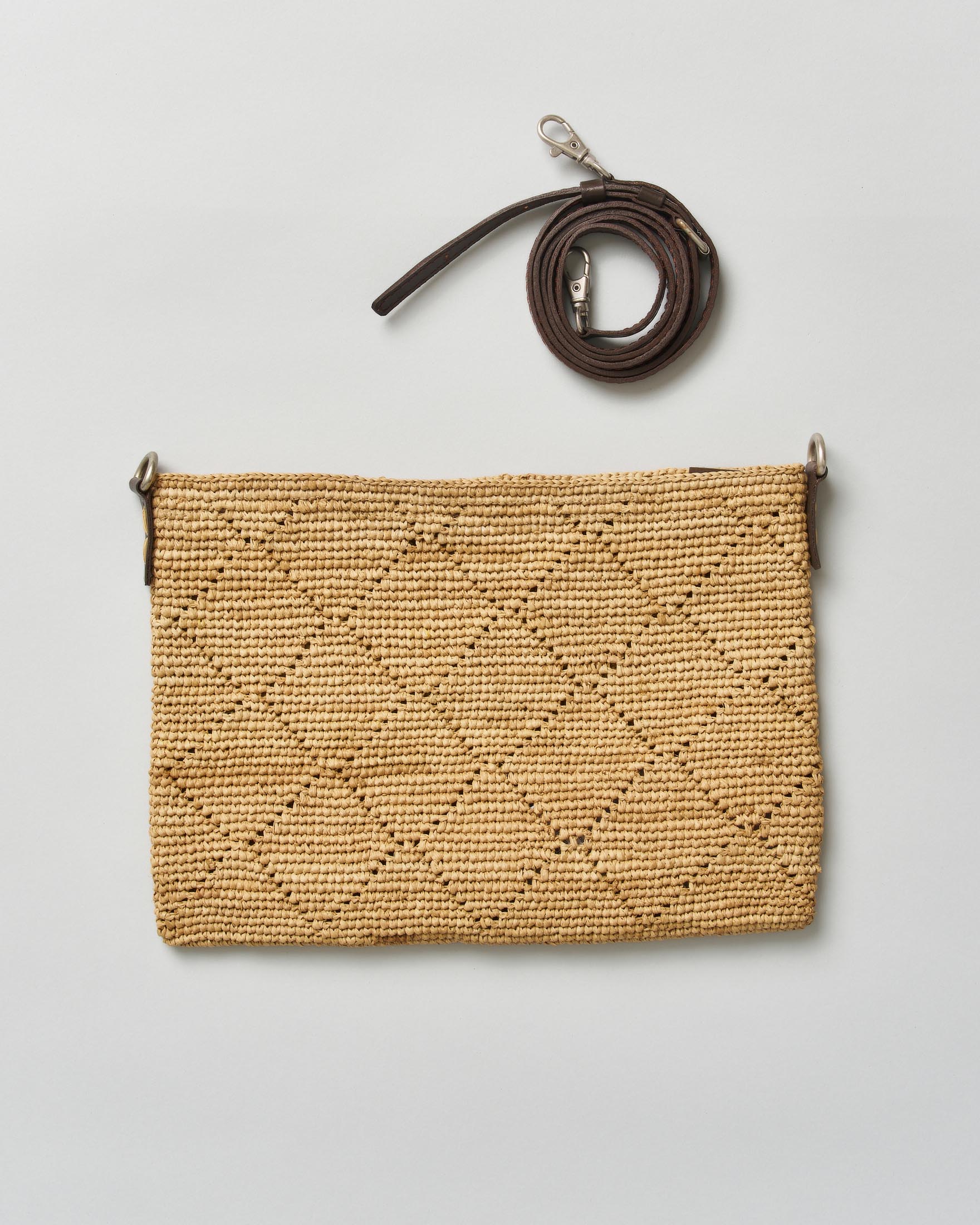 Pochette Sovani in rafia naturale con motivo a rombi